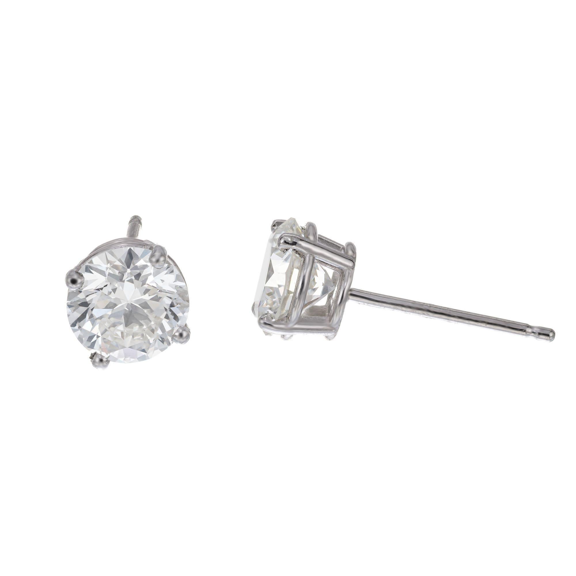 Women's Peter Suchy GIA Certified 1.84 Carat Diamond Platinum Stud Earrings For Sale