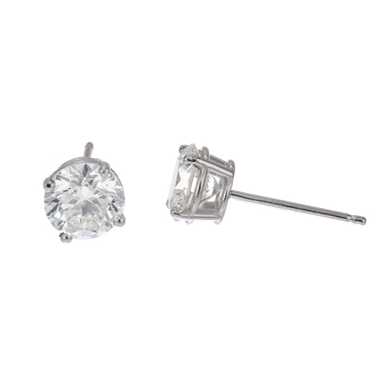 Peter Suchy GIA Certified 1.84 Carat Diamond Platinum Stud Earrings For ...