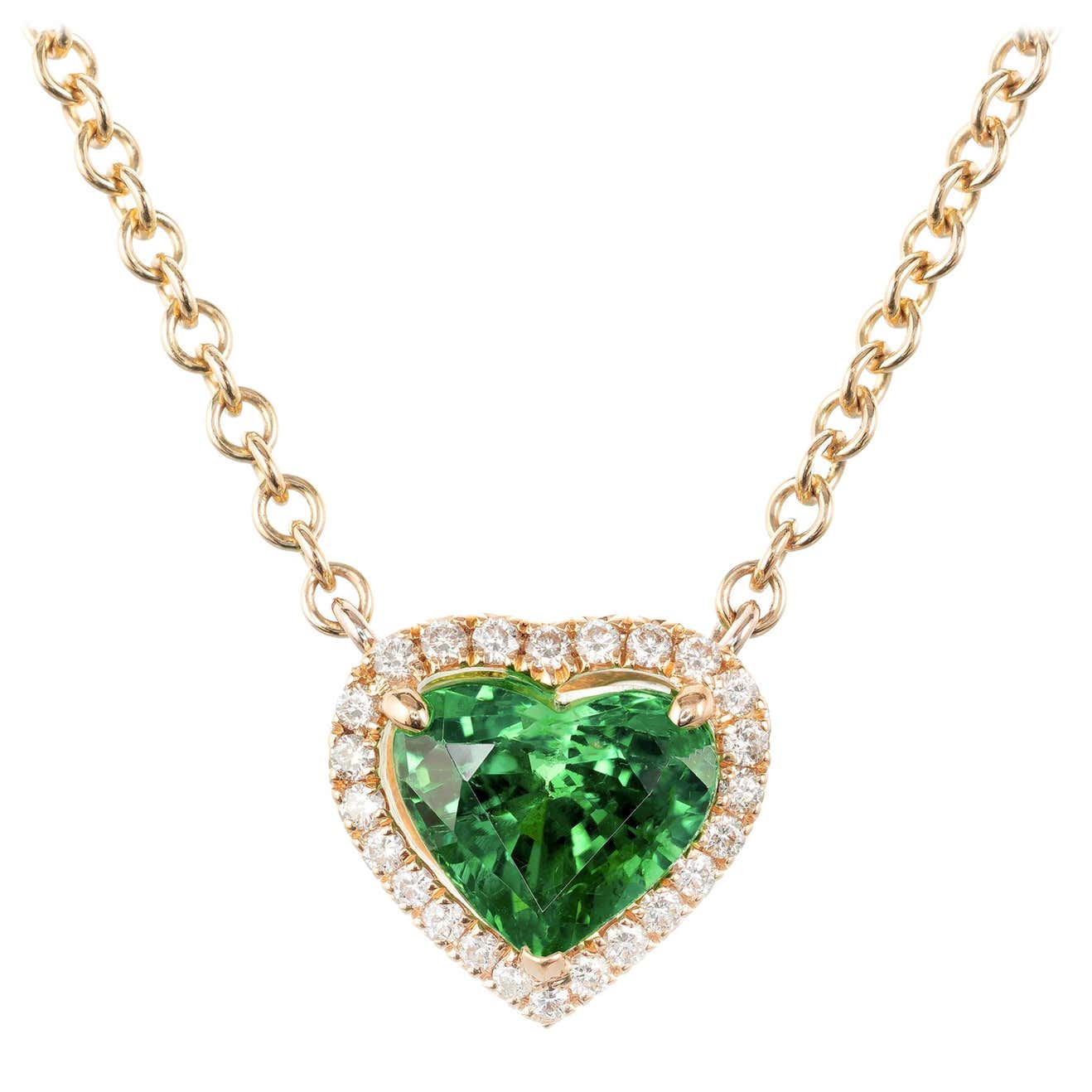 Peter Suchy GIA Certified 1.88 Carat Tsavorite Diamond Gold Heart ...