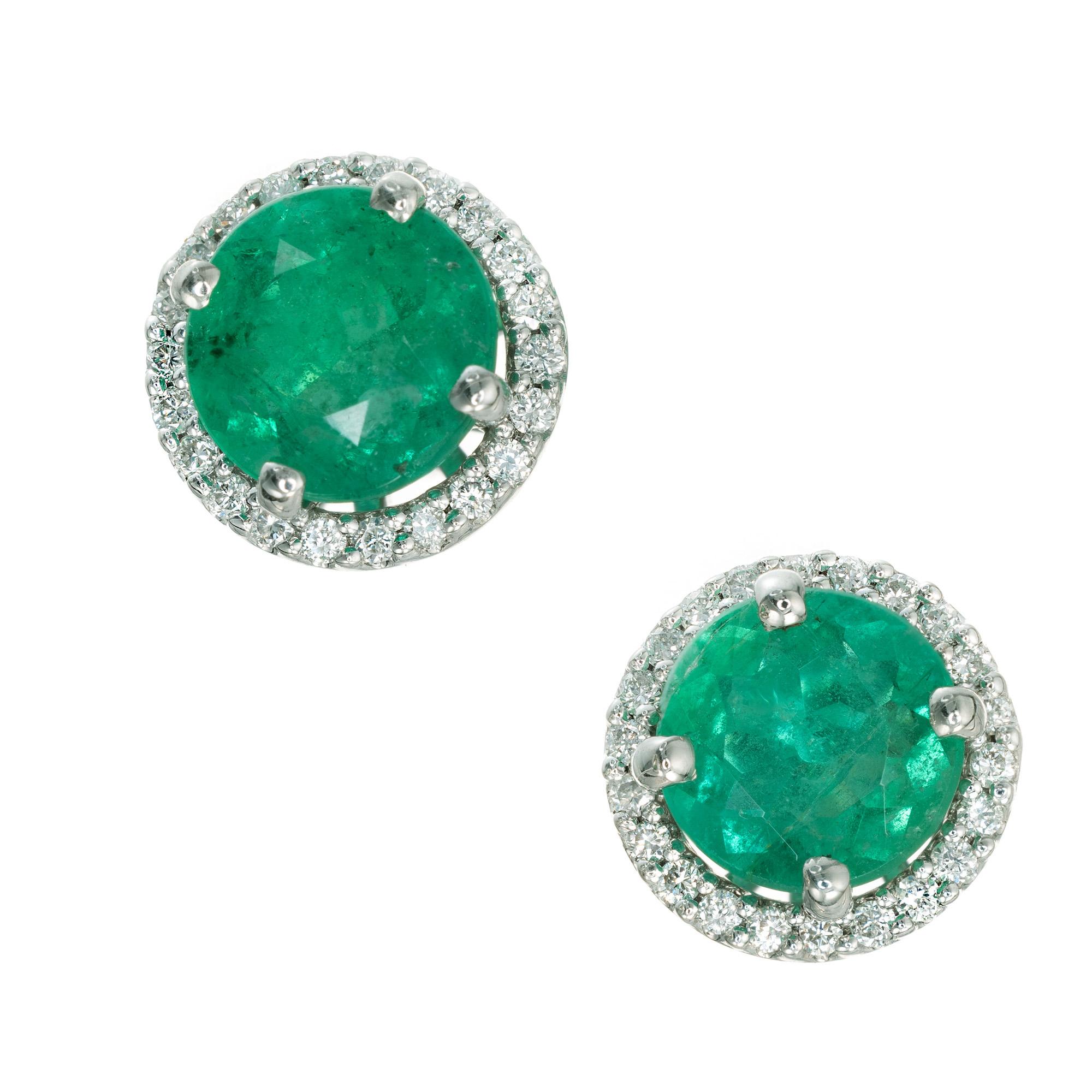Peter Suchy GIA Certified 1.90 Carat Emerald Diamond 18 Karat Gold Earrings