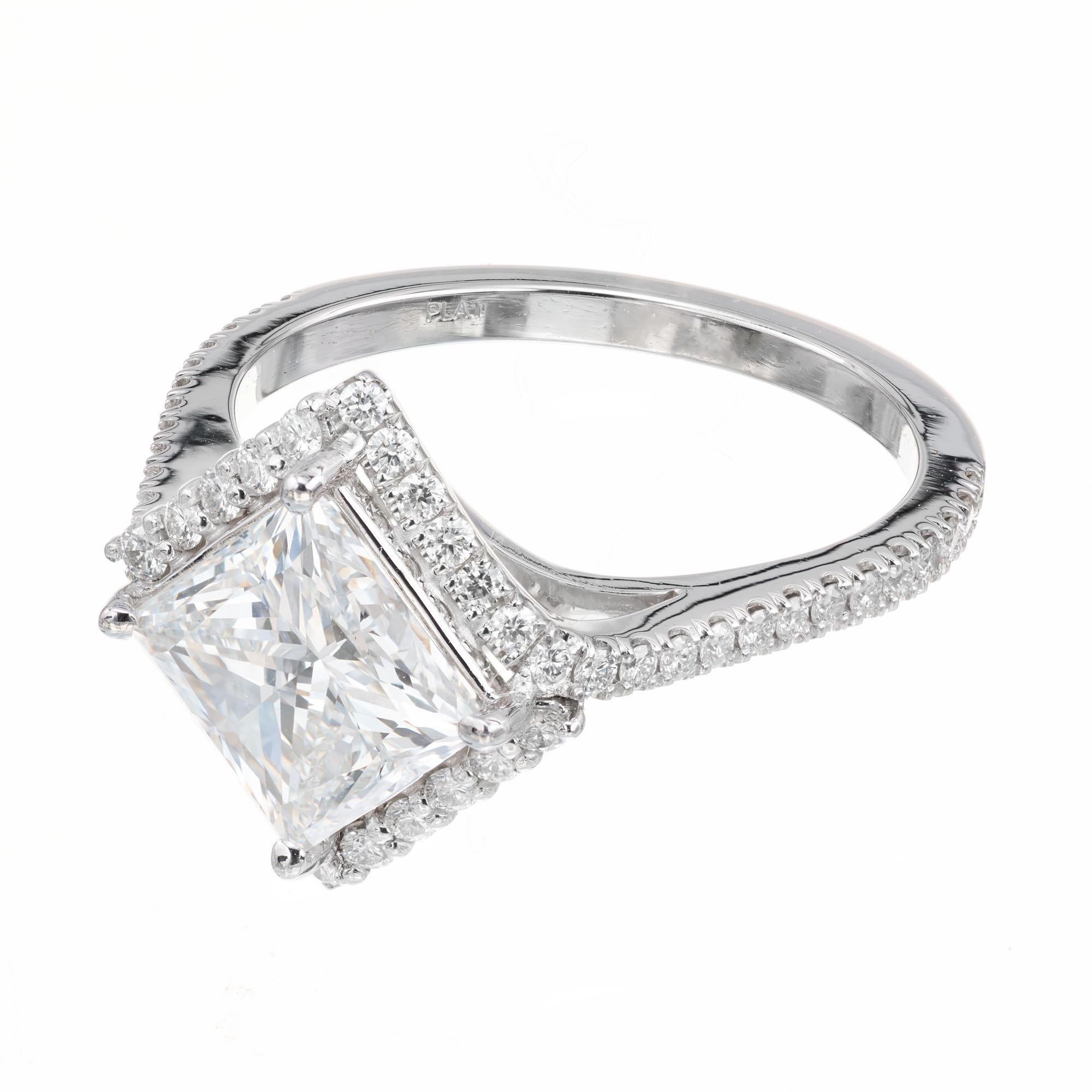 Taille ronde Bague de fiançailles Peter Suchy en platine avec diamants de 1,95 carat certifiés GIA en vente