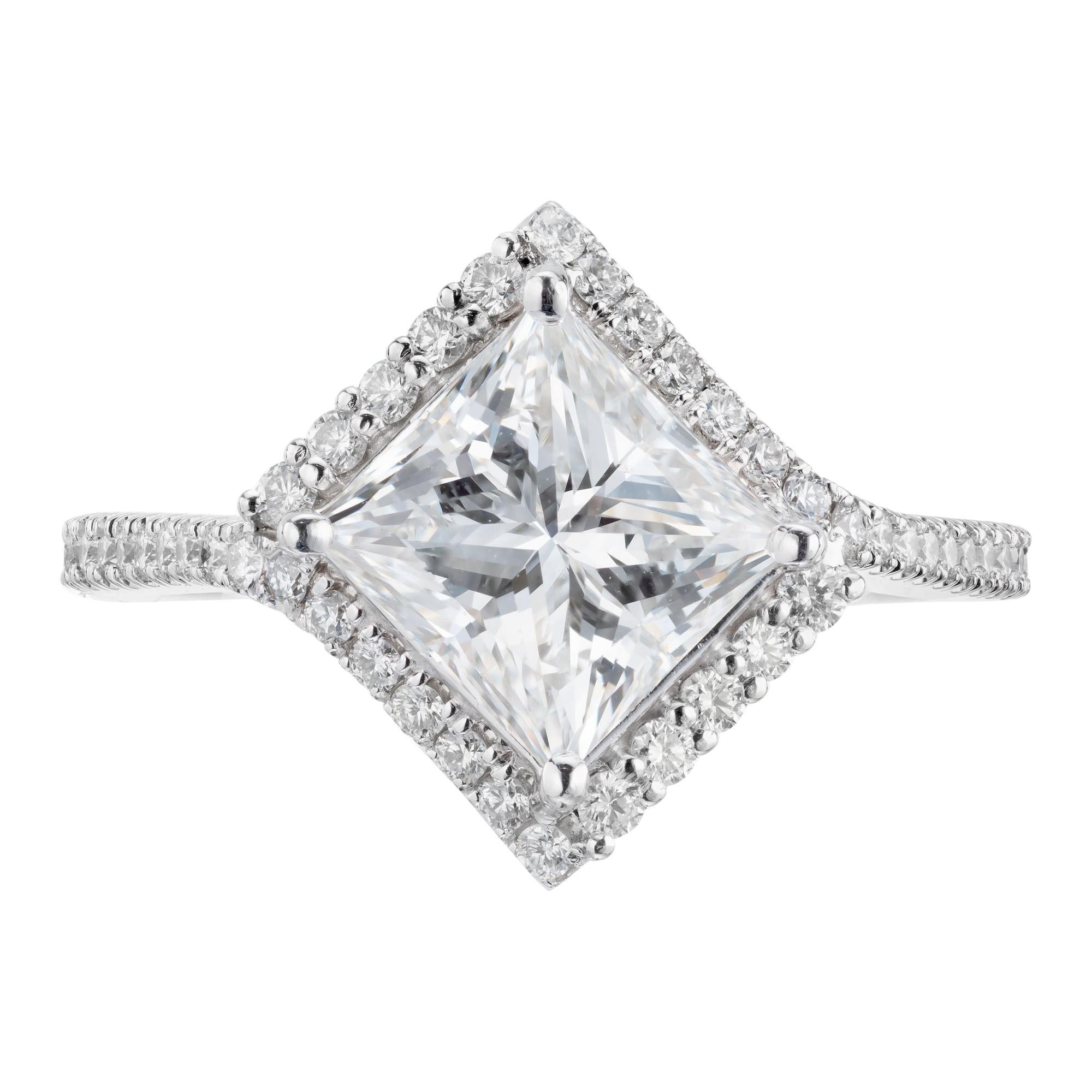 Bague de fiançailles Peter Suchy en platine avec diamants de 1,95 carat certifiés GIA