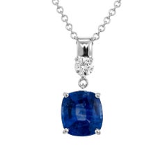 Peter Suchy GIA Certified 1.95 Carat Sapphire Diamond Pendant Necklace