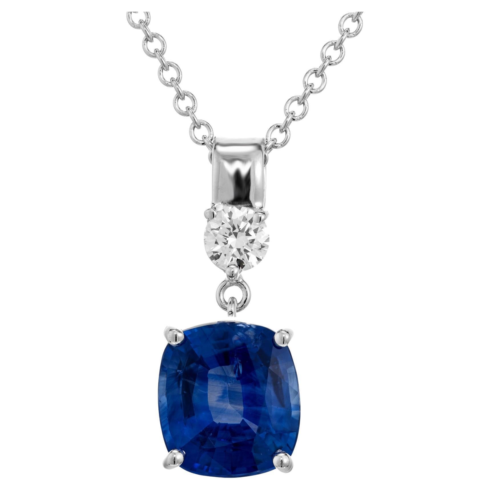 Peter Suchy GIA Certified 1.95 Carat Sapphire Diamond Pendant Necklace  For Sale