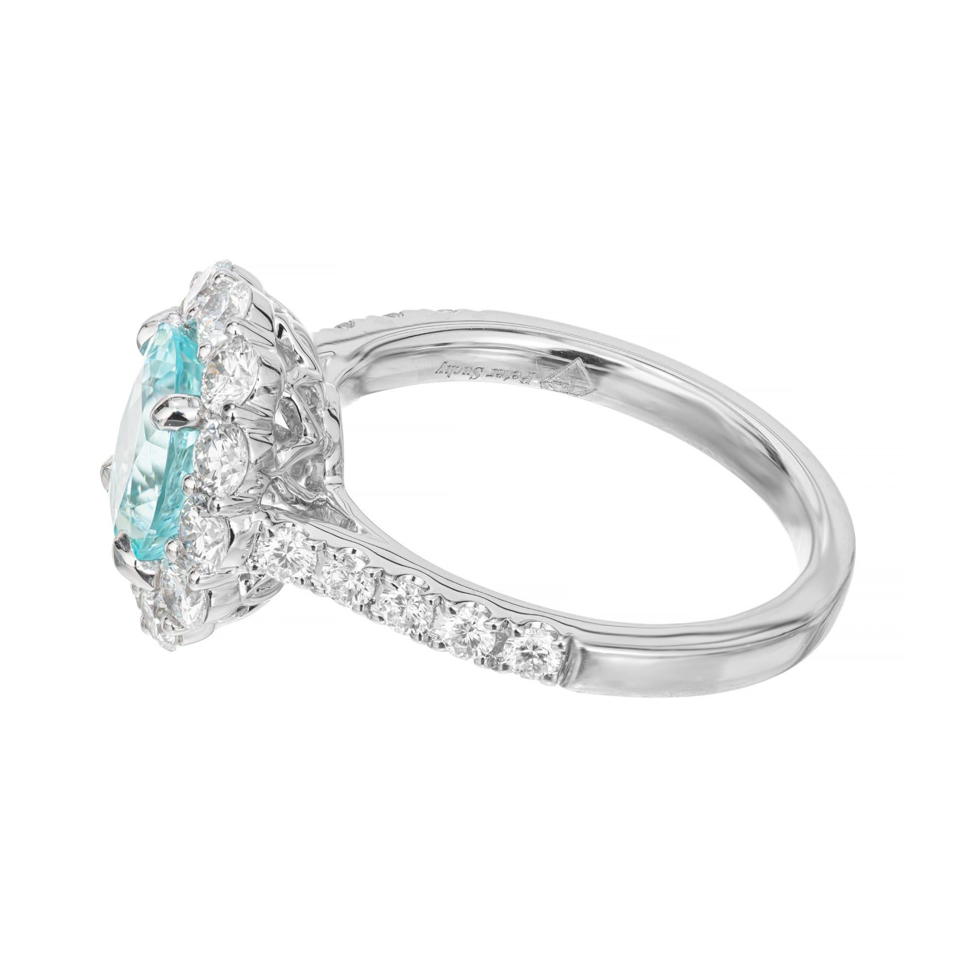 Women's Peter Suchy GIA Certified 1.99 Carat Paraiba Tourmaline Diamond Platinum Ring For Sale