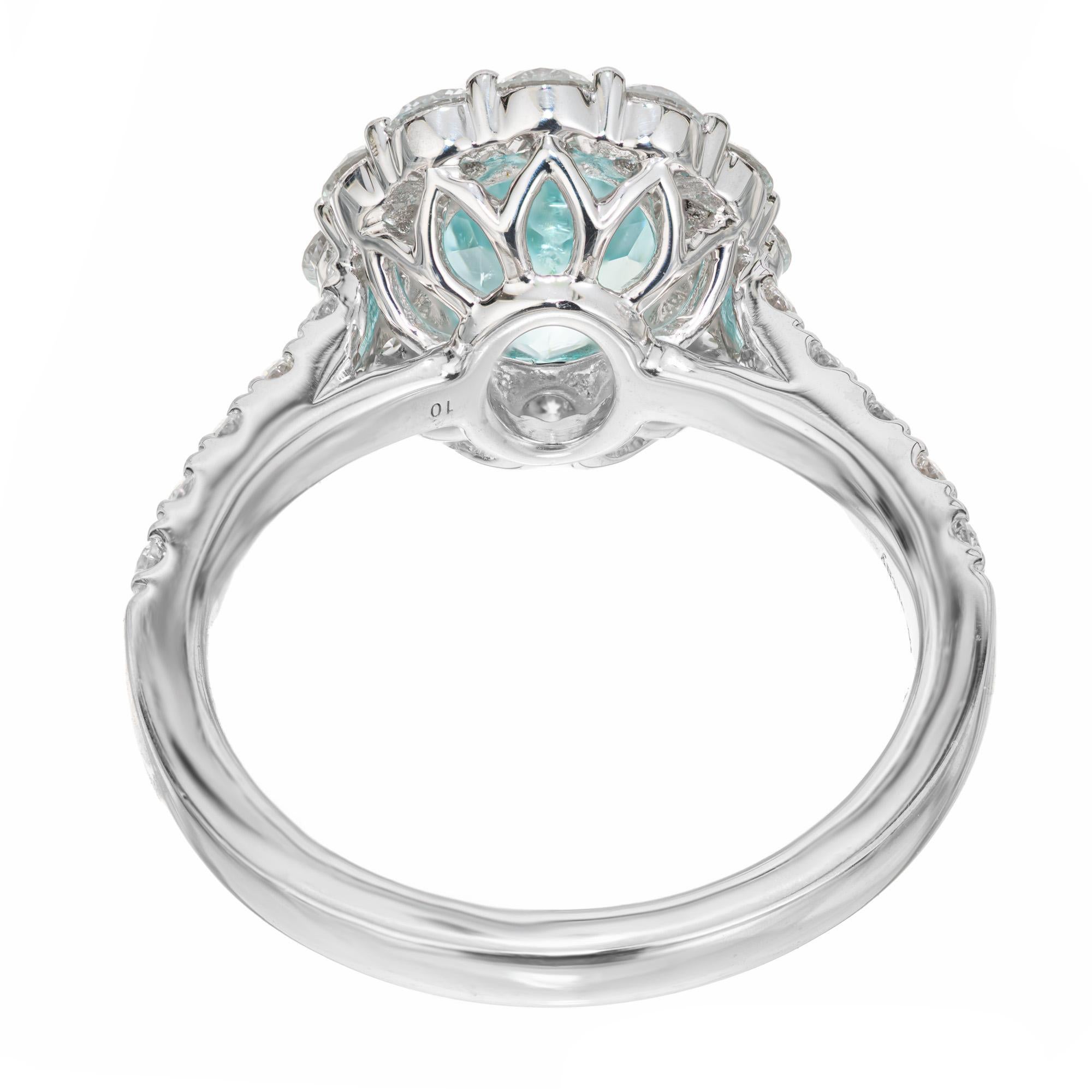 Peter Suchy GIA Certified 1.99 Carat Paraiba Tourmaline Diamond Platinum Ring For Sale 1