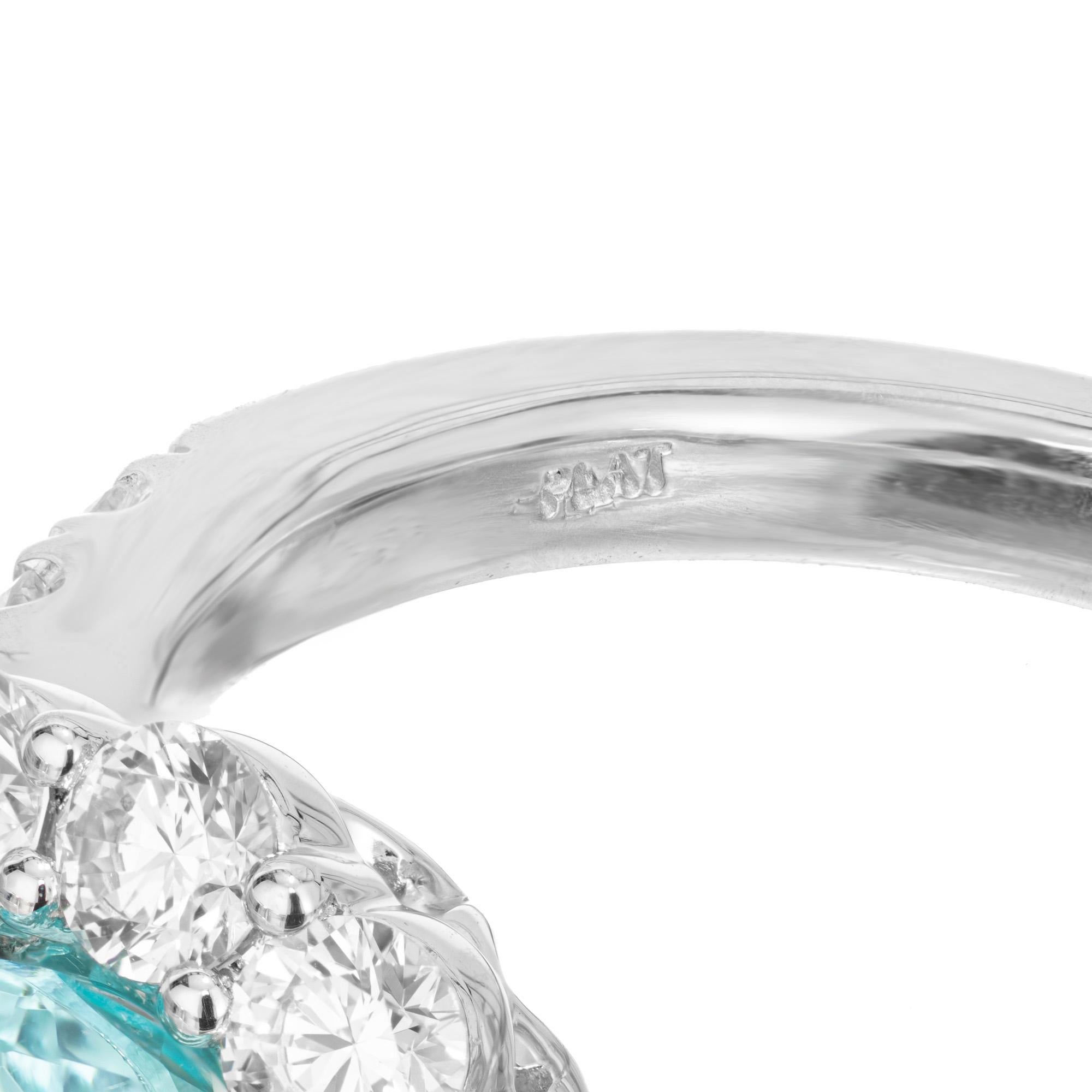 Peter Suchy GIA Certified 1.99 Carat Paraiba Tourmaline Diamond Platinum Ring For Sale 2