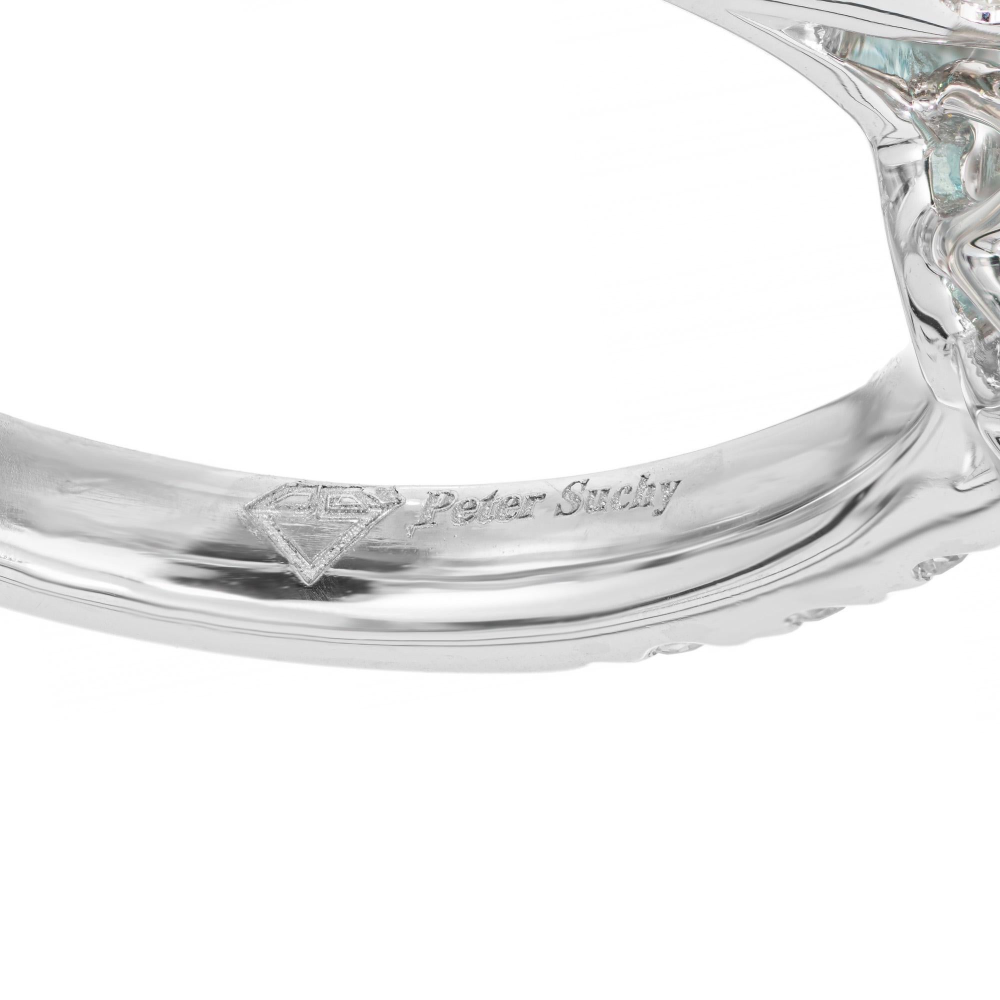 Peter Suchy GIA Certified 1.99 Carat Paraiba Tourmaline Diamond Platinum Ring For Sale 3