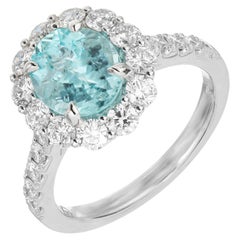 Peter Suchy, bague en platine avec tourmaline Paraiba certifiée GIA de 1,99 carat et diamants