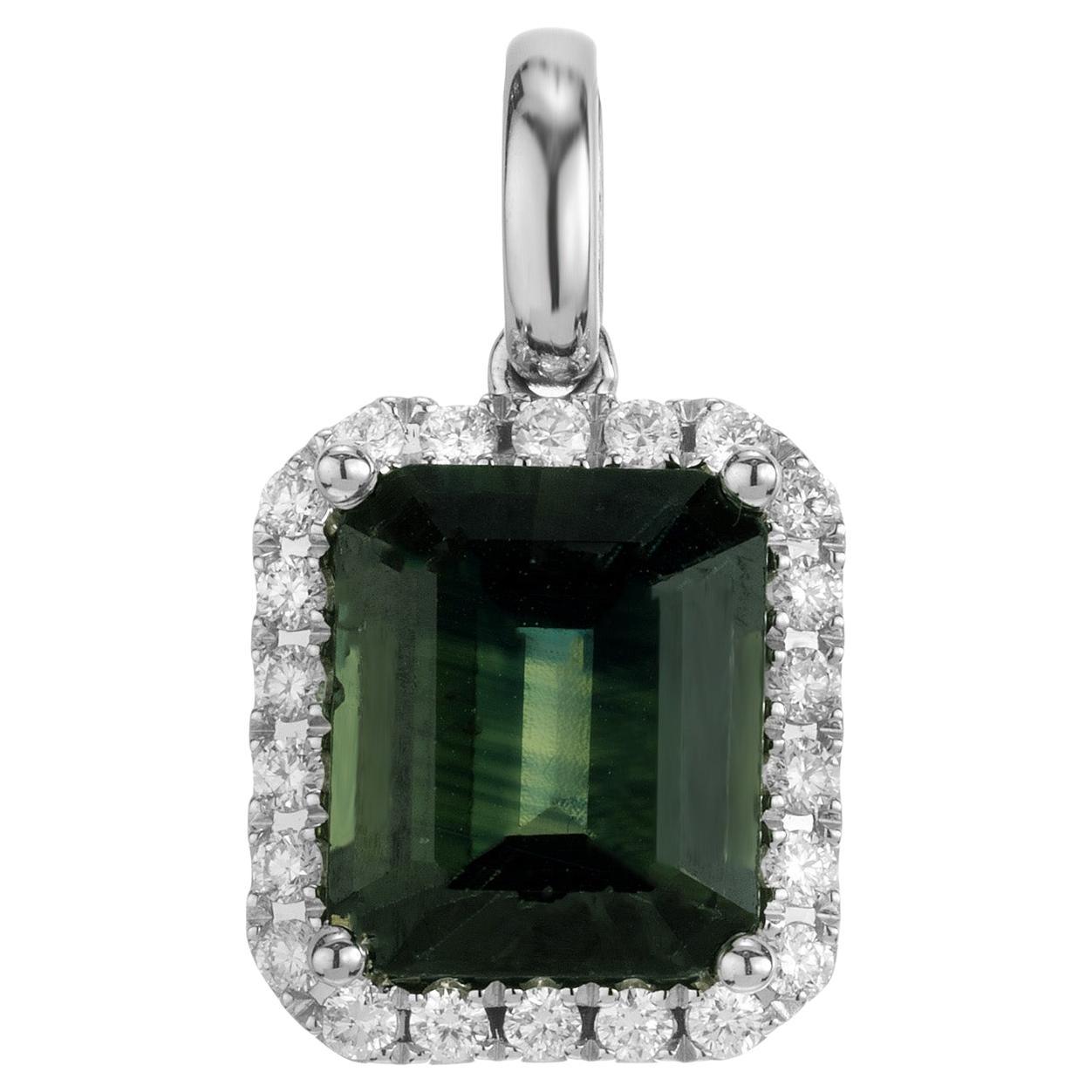 Colgante de oro blanco con zafiro y diamante de 1,99 quilates certificado por el GIA Peter Suchy en venta