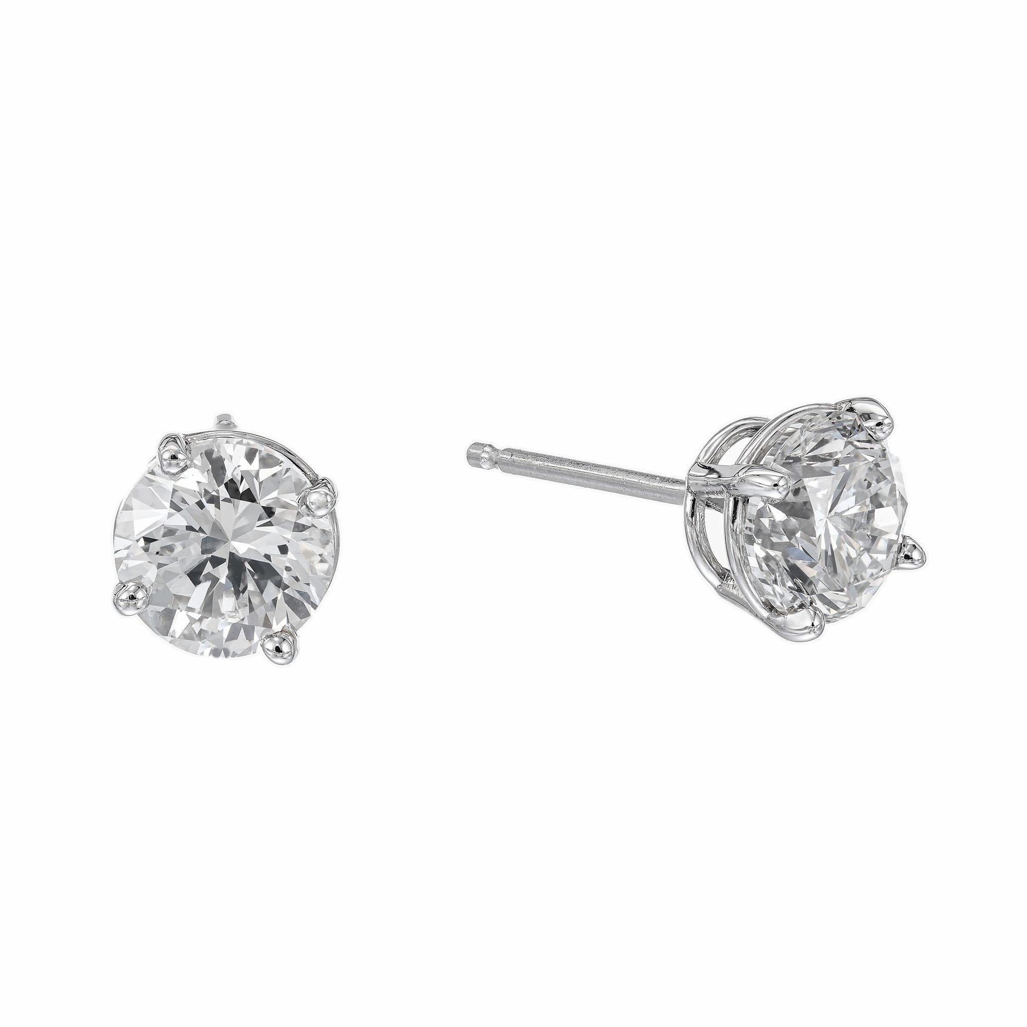 Women's Peter Suchy GIA Certified 2.01 Carat Diamond Platinum Stud Earrings For Sale