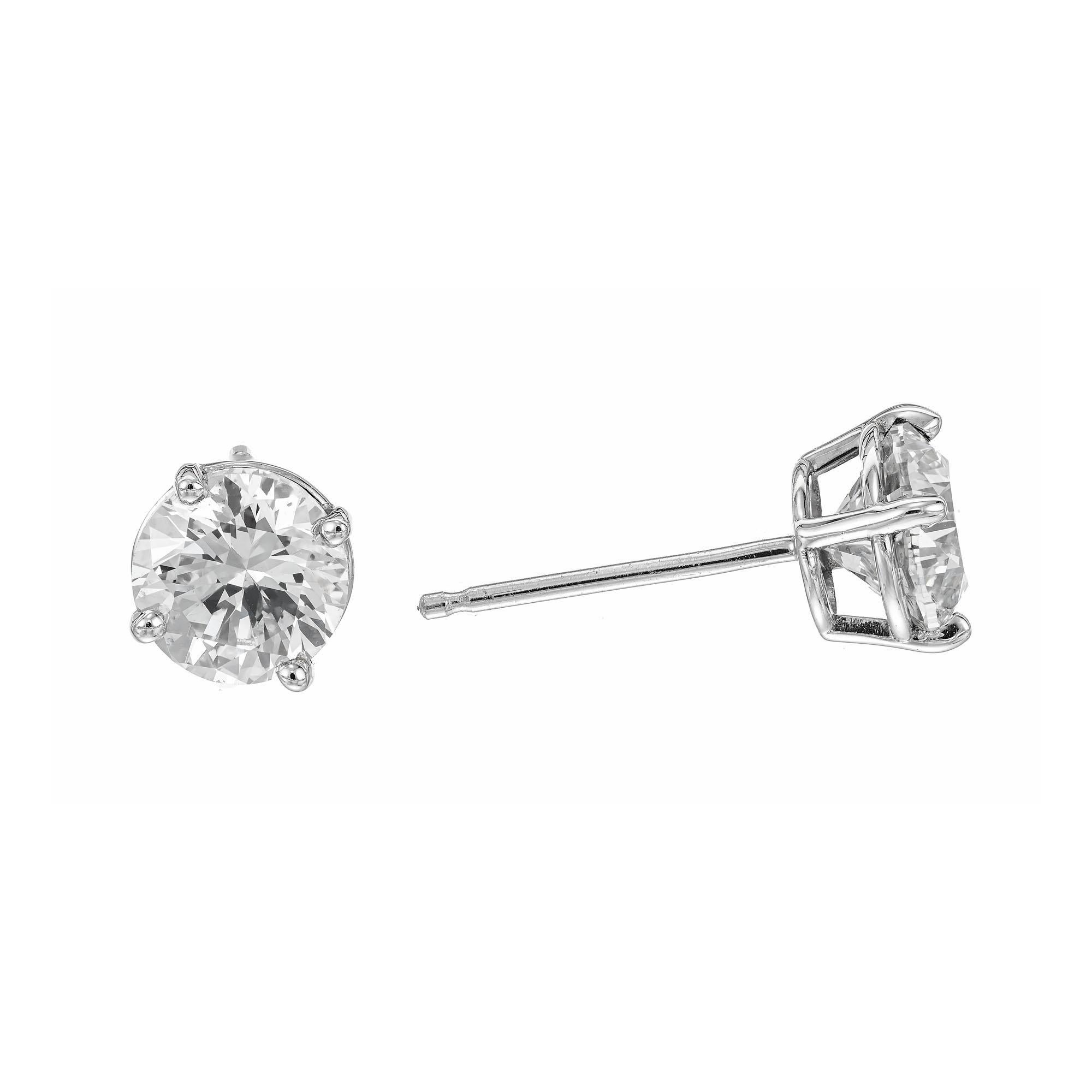 Peter Suchy GIA Certified 2.01 Carat Diamond Platinum Stud Earrings For Sale 1