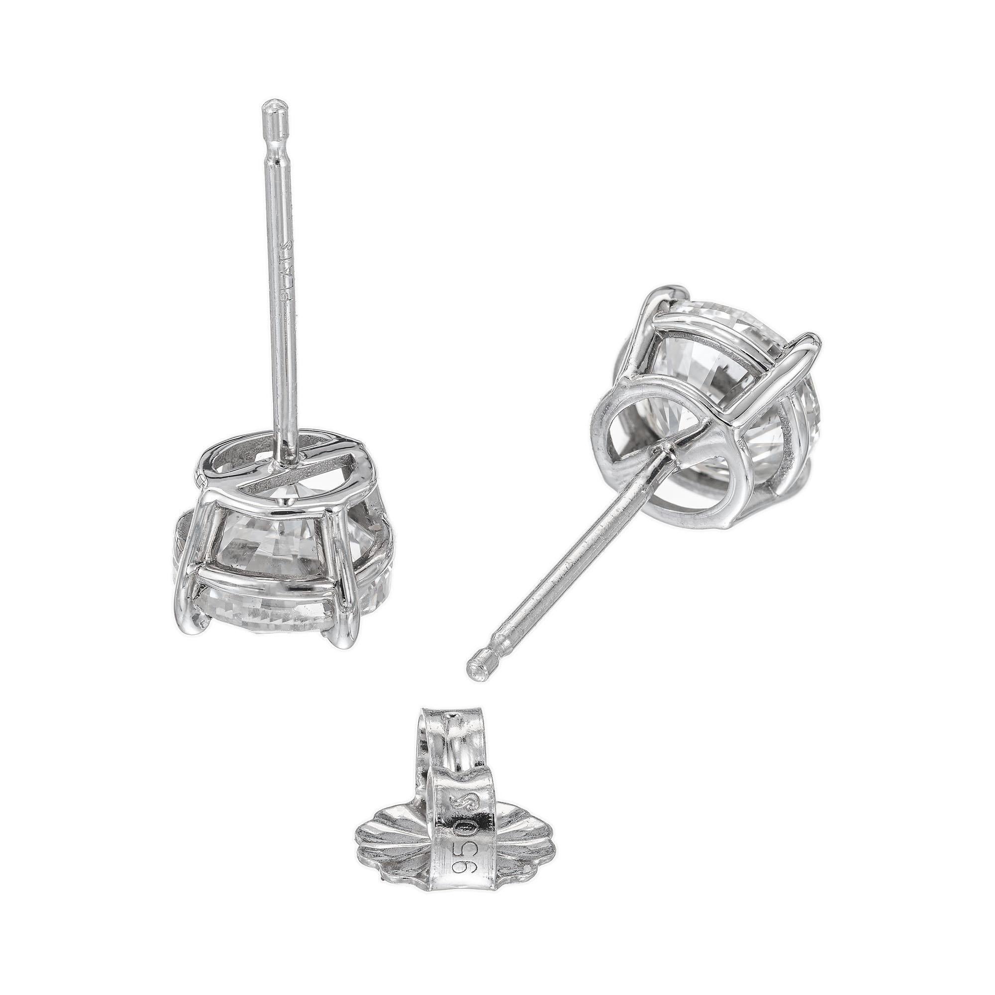 Peter Suchy GIA Certified 2.01 Carat Diamond Platinum Stud Earrings For Sale 2