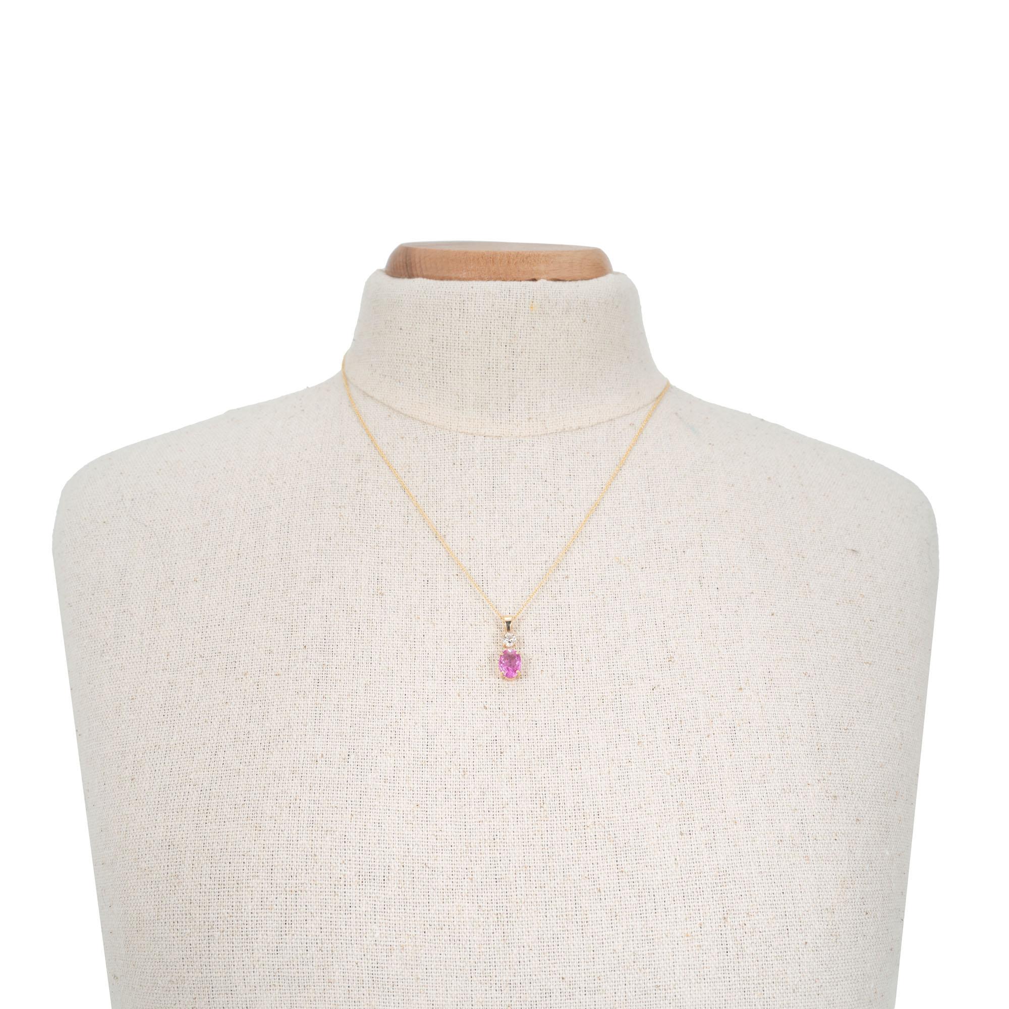 Oval Cut Peter Suchy GIA Certified 2.02 Carat Pink Sapphire Diamond Gold Pendant Necklace