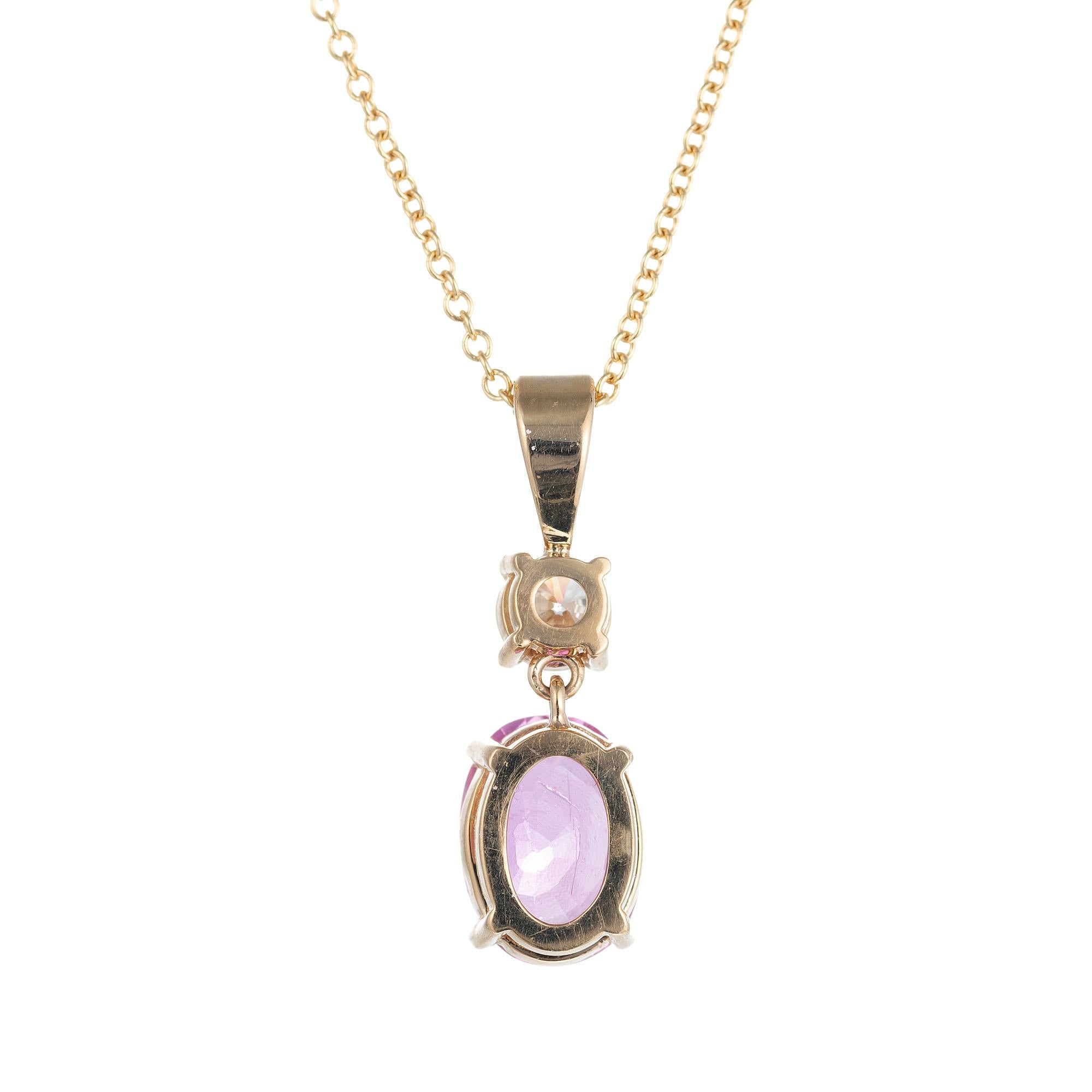 Peter Suchy GIA Certified 2.02 Carat Pink Sapphire Diamond Gold Pendant Necklace In New Condition In Stamford, CT