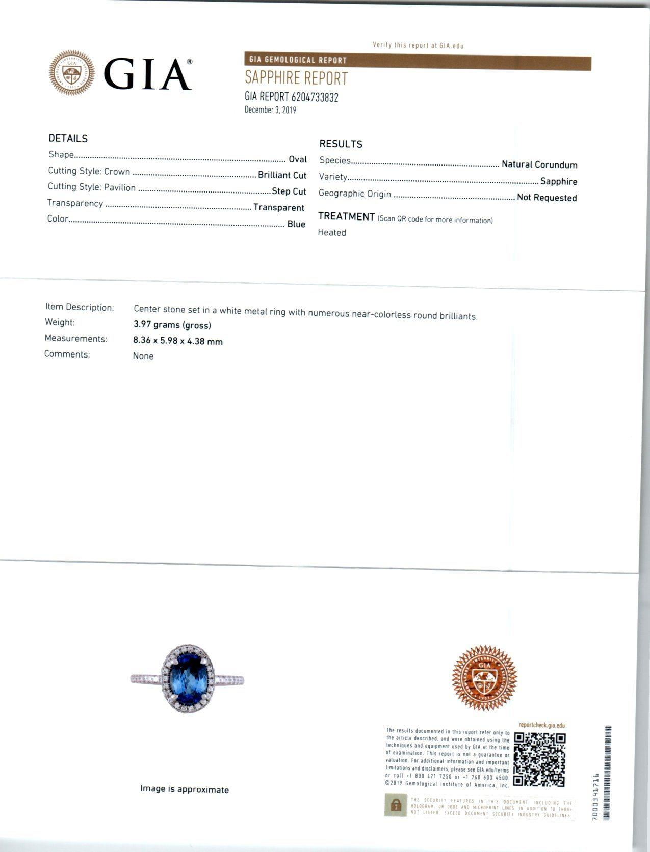 Bague de fiançailles en platine avec diamant saphir de 2,02 carats de Peter Suchy, certifiée par le GIA en vente 2