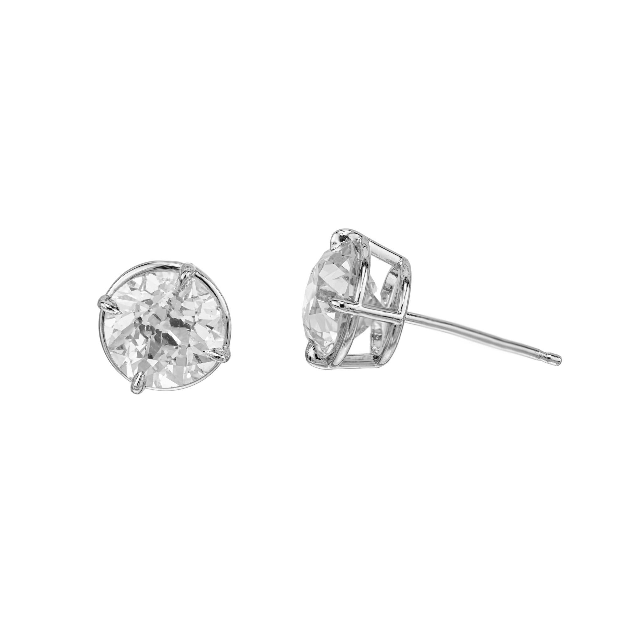 Old European Cut Peter Suchy GIA Certified 2.03 Carat Diamond Platinum Stud Earrings For Sale