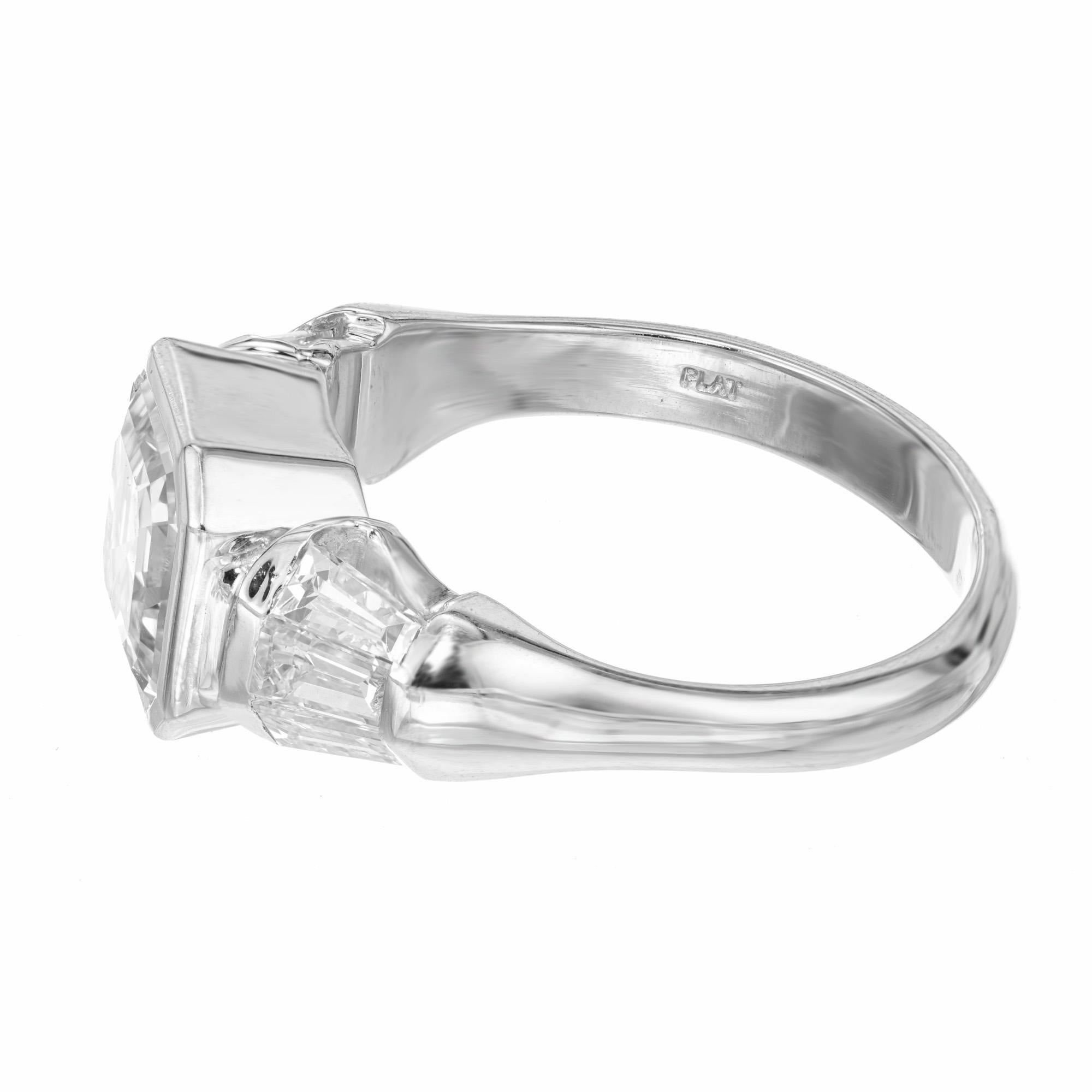 Square Cut Peter Suchy GIA Certified 2.04 Carat Square Diamond Platinum Engagement Ring For Sale