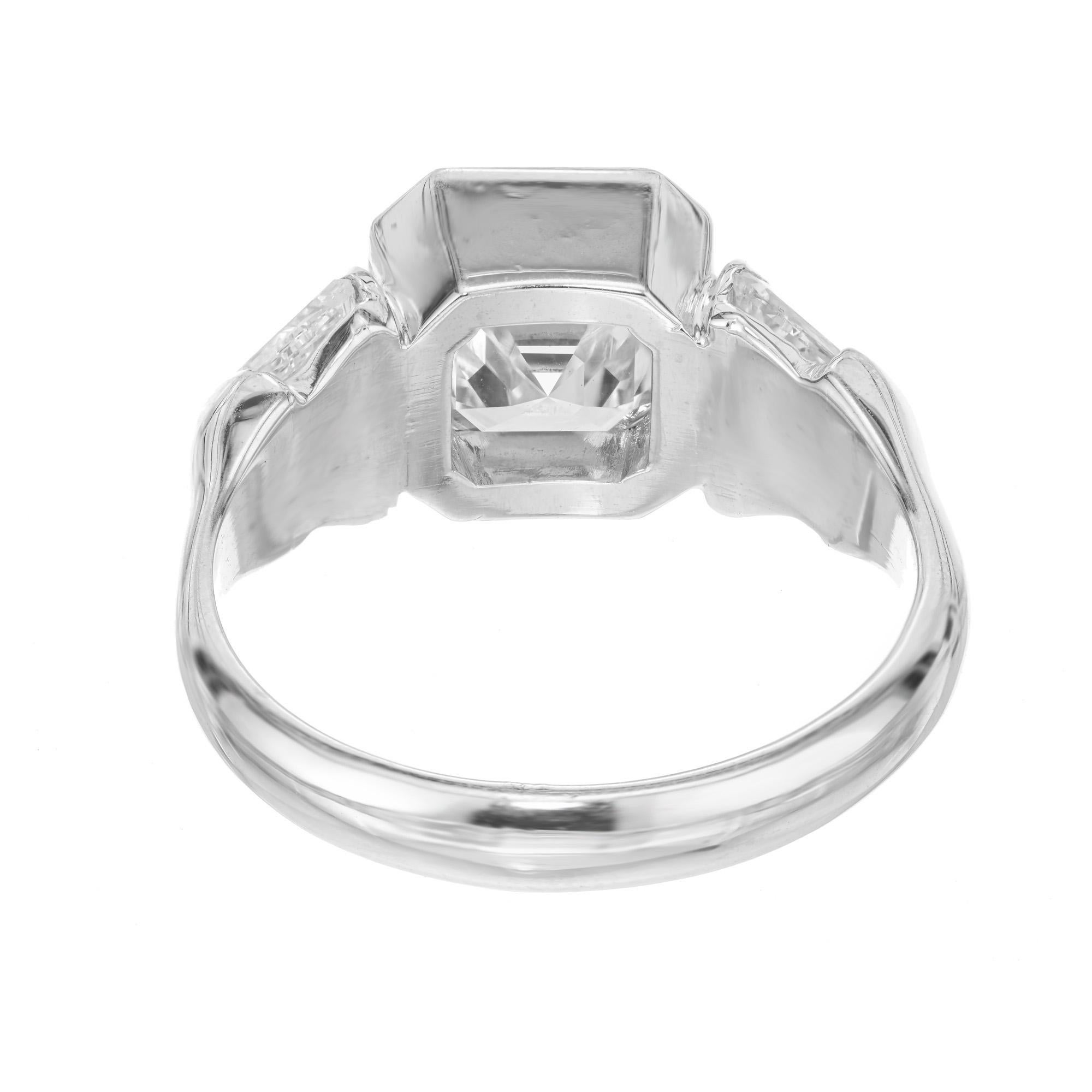 Square Cut Peter Suchy GIA Certified 2.04 Carat Square Diamond Platinum Engagement Ring For Sale