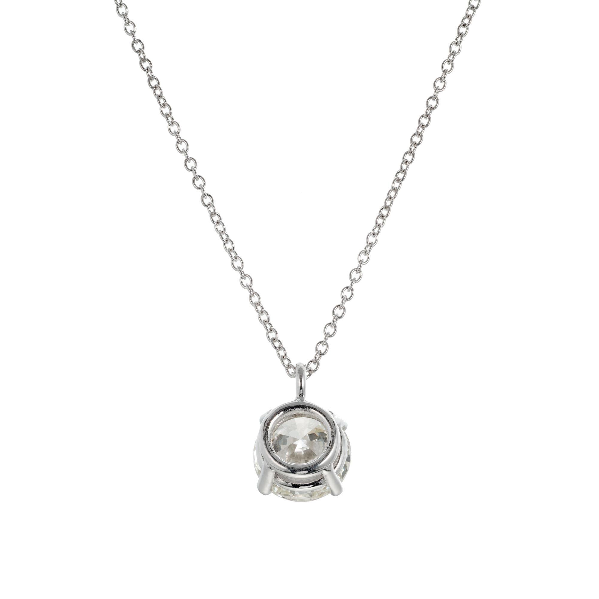 Round Cut Peter Suchy GIA Certified 2.05 Carat Diamond Platinum Pendant Necklace For Sale