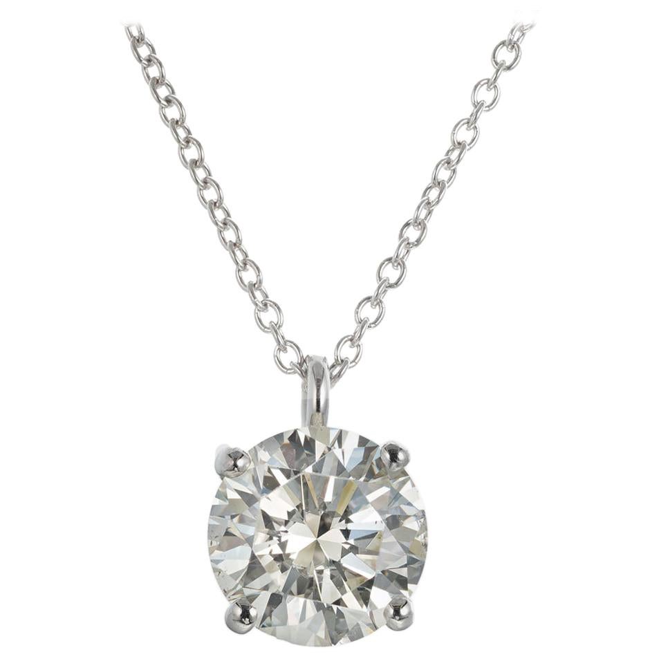 Peter Suchy GIA Certified 2.05 Carat Diamond Platinum Pendant Necklace