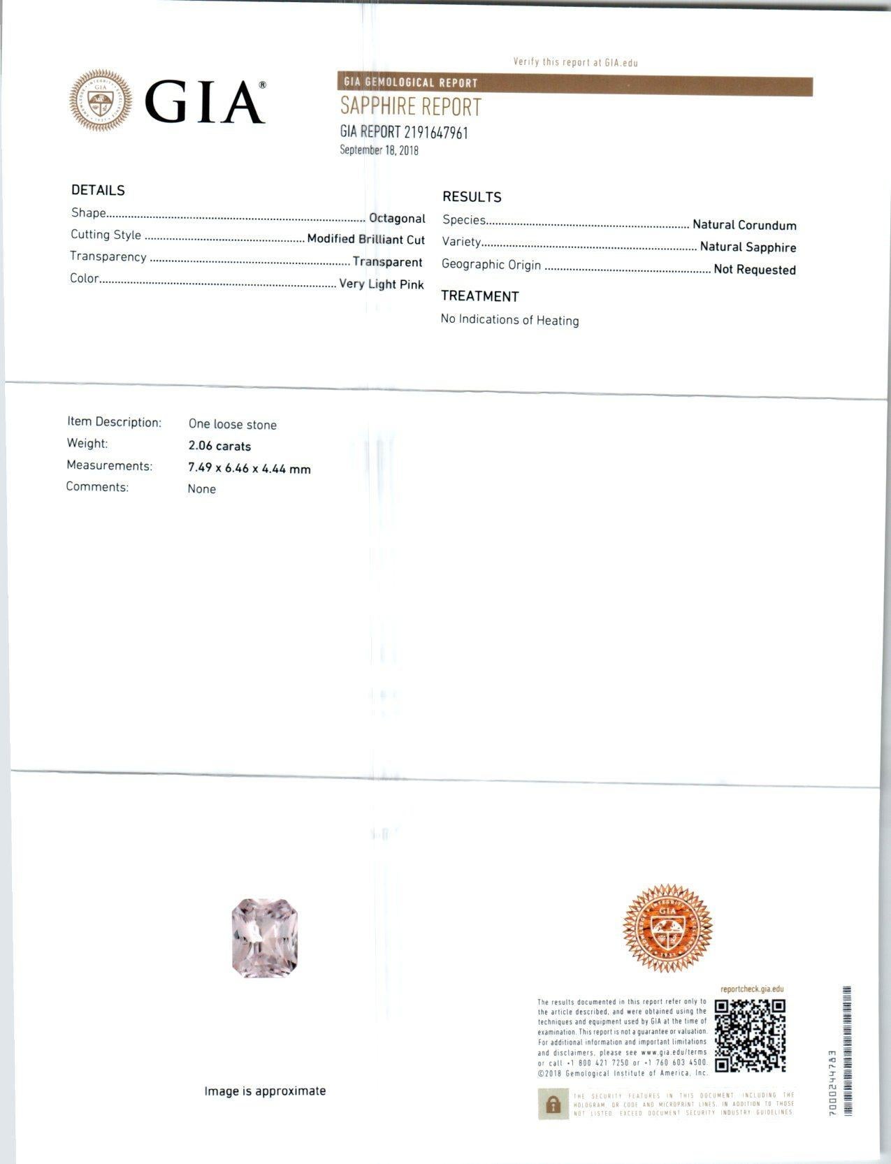 Peter Suchy GIA Certified 2.06 Carat Pink Sapphire Diamond Platinum Ring 2