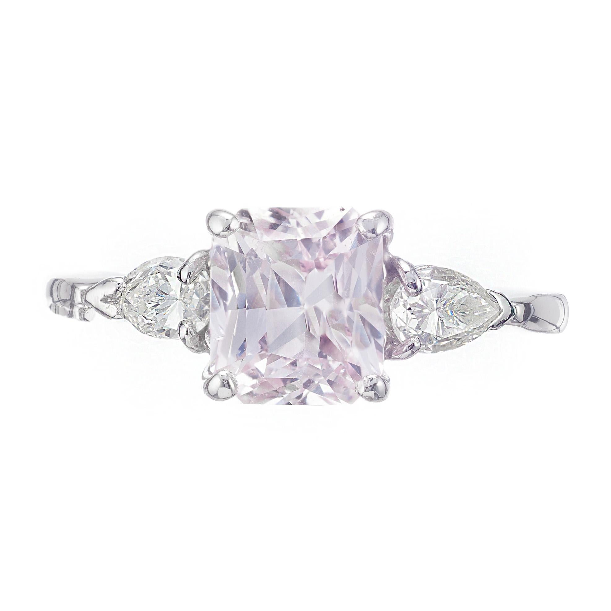 Peter Suchy GIA Certified 2.06 Carat Pink Sapphire Diamond Platinum Ring