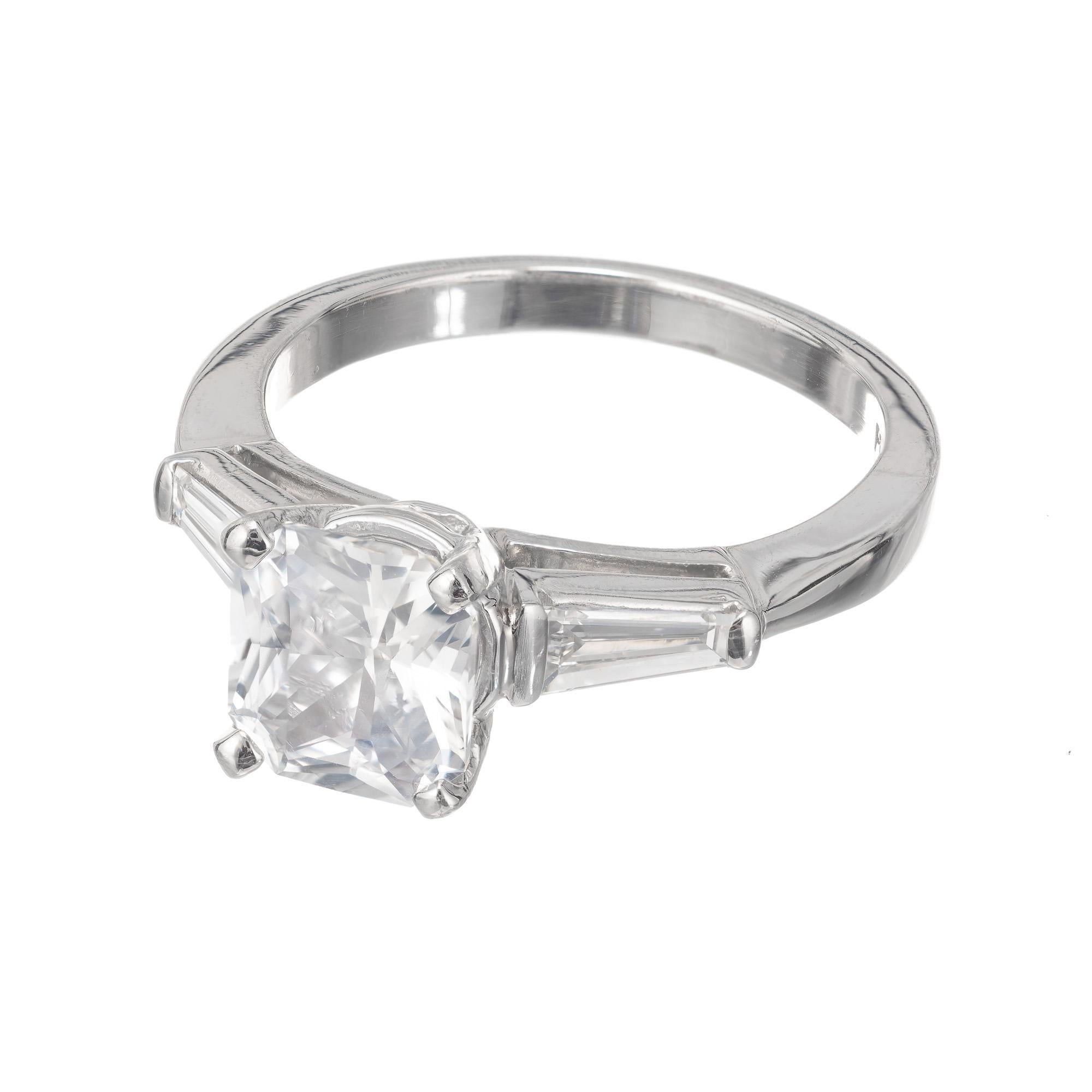 Baguette Cut Peter Suchy GIA Certified 2.07 Carat Sapphire Diamond Platinum Engagement Ring
