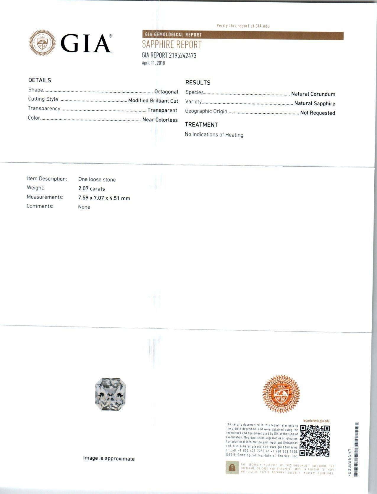 Peter Suchy GIA Certified 2.07 Carat Sapphire Diamond Platinum Engagement Ring 2