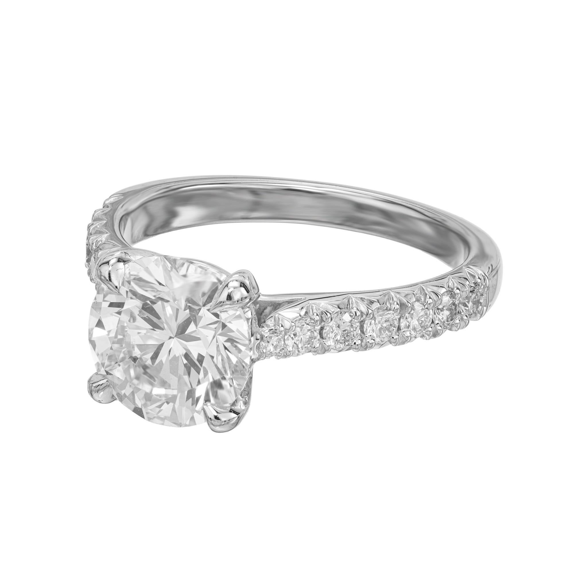 Taglio rotondo Peter Suchy Anello di fidanzamento in platino con diamante rotondo certificato GIA da 2,08 carati in vendita