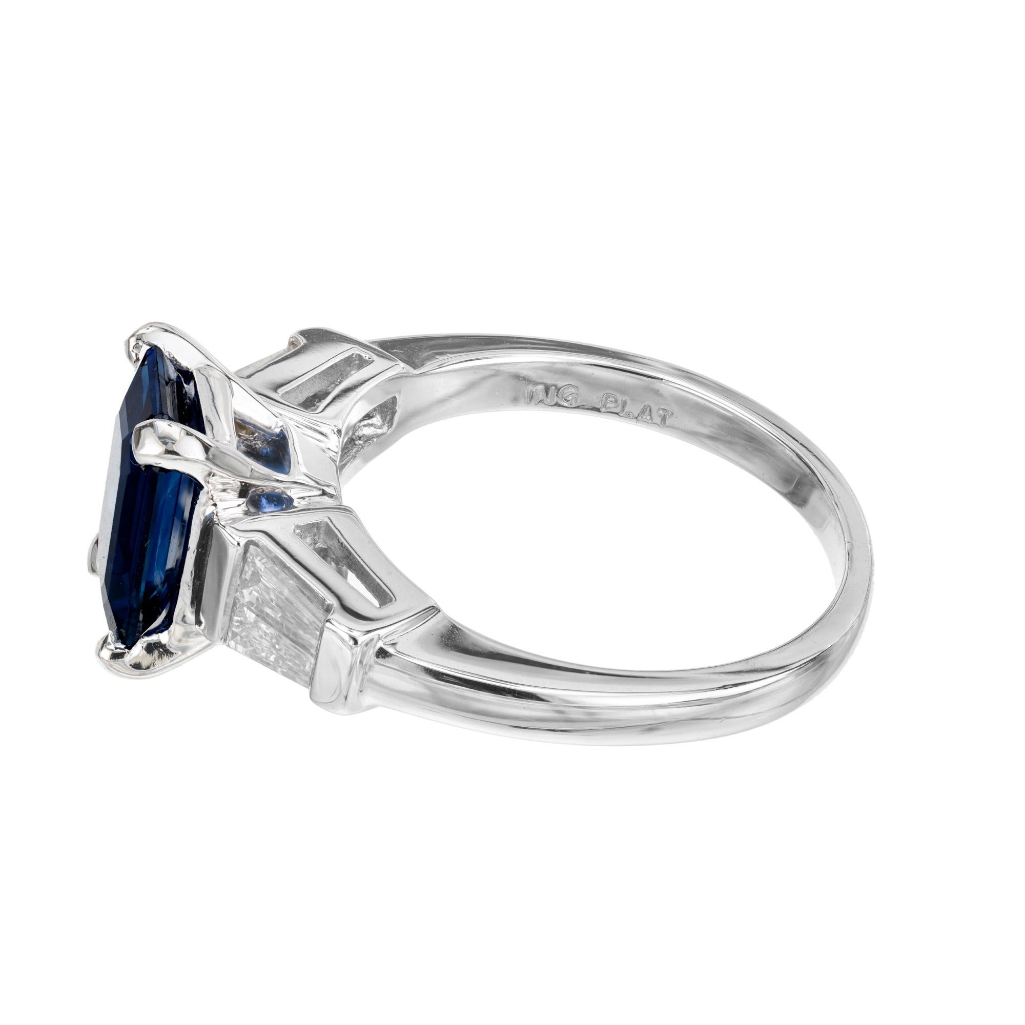 Bague de fiançailles en platine avec diamant saphir de 2.09 carats de Peter Suchy, certifiée par le GIA Pour femmes en vente