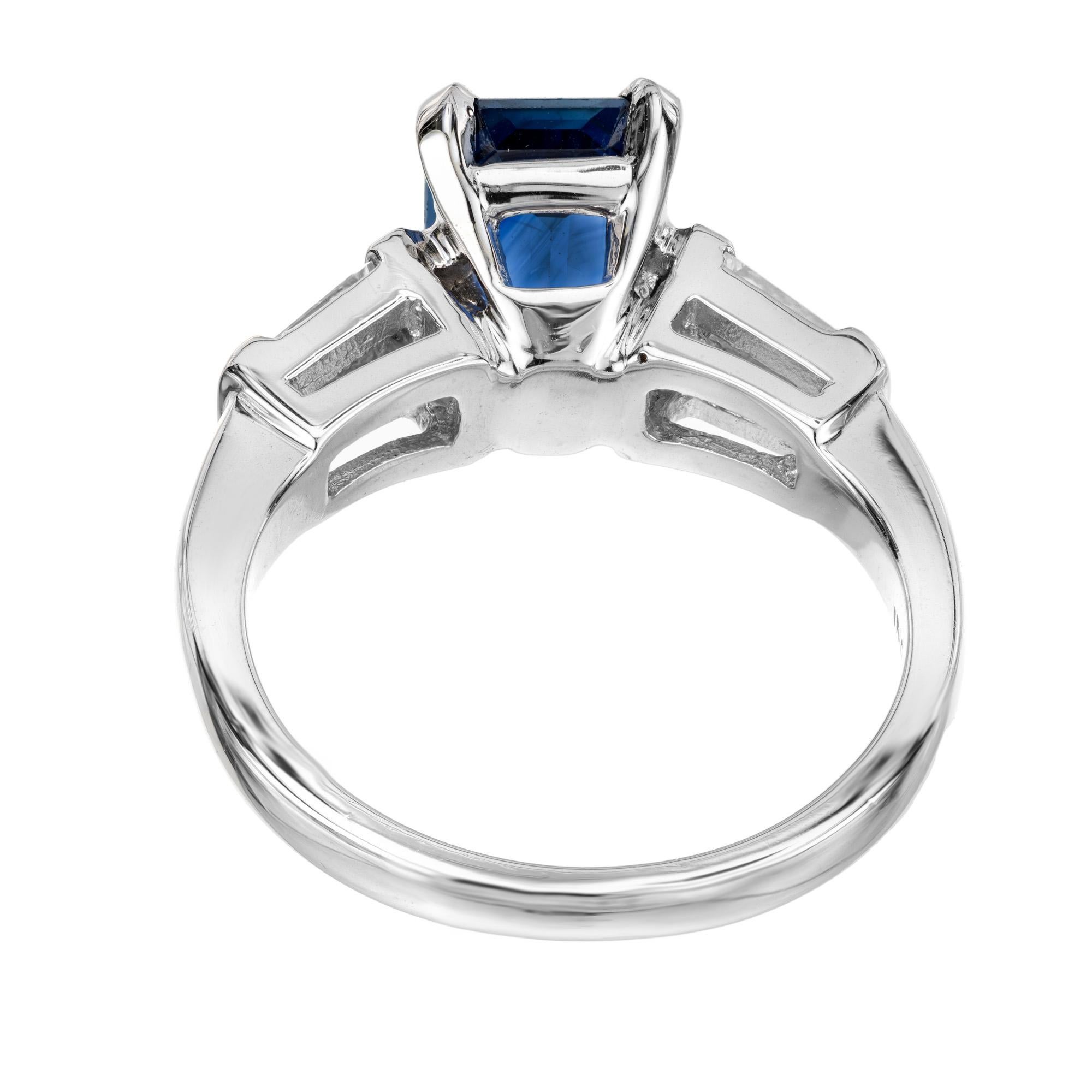 Peter Suchy GIA Certified 2.09 Carat Sapphire Diamond Platinum Engagement Ring For Sale 1