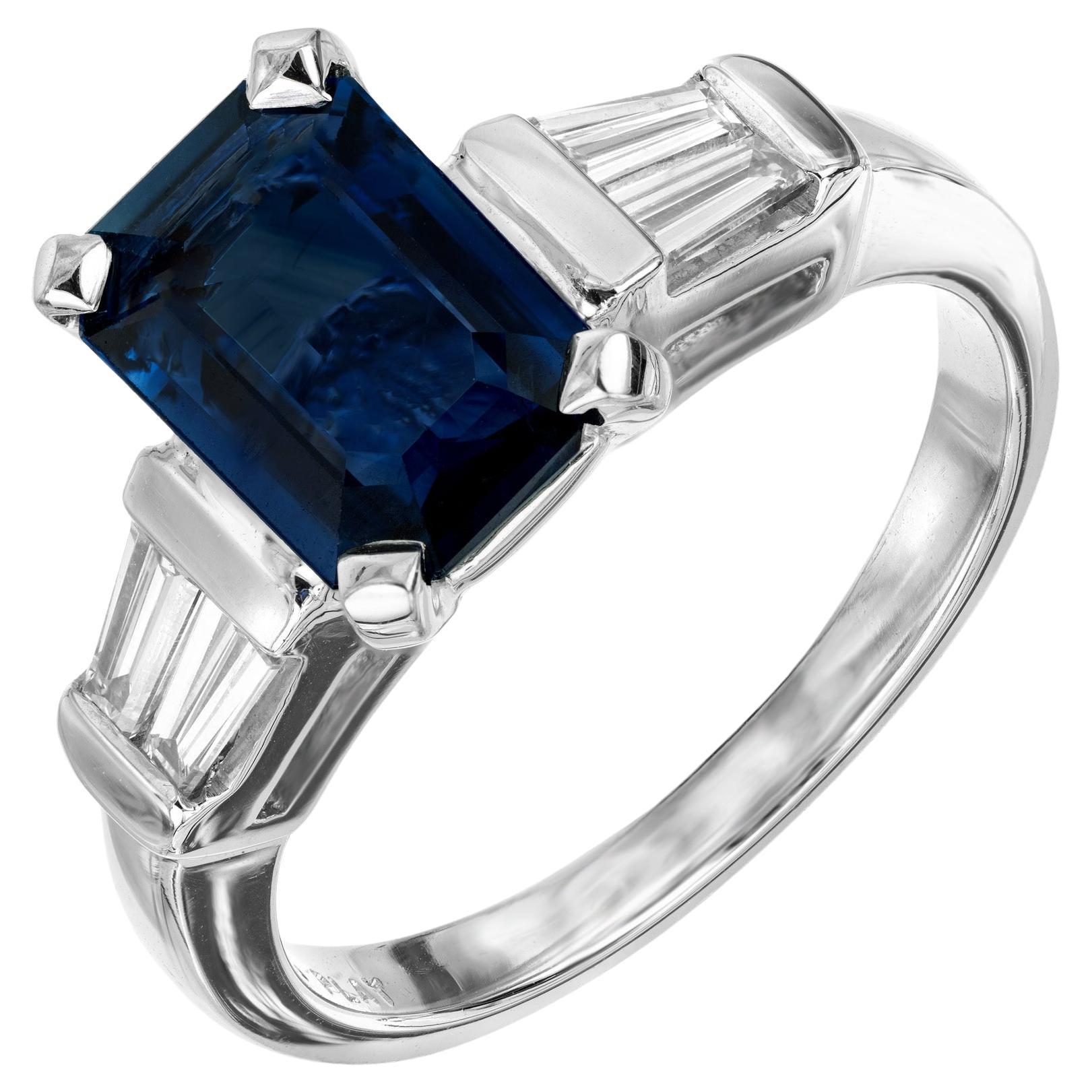 Peter Suchy GIA Certified 2.09 Carat Sapphire Diamond Platinum Engagement Ring For Sale
