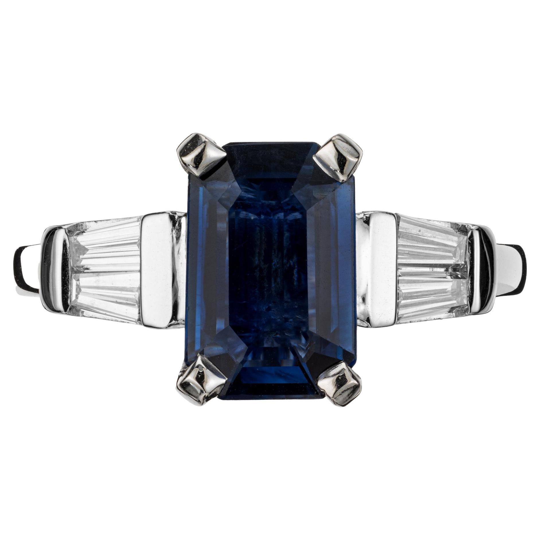 Peter Suchy GIA Certified 2.09 Carat Sapphire Diamond Platinum Engagement Ring For Sale