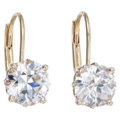 Peter Suchy GIA Certified 2.10 Carat Diamond Yellow Gold Dangle Earrings