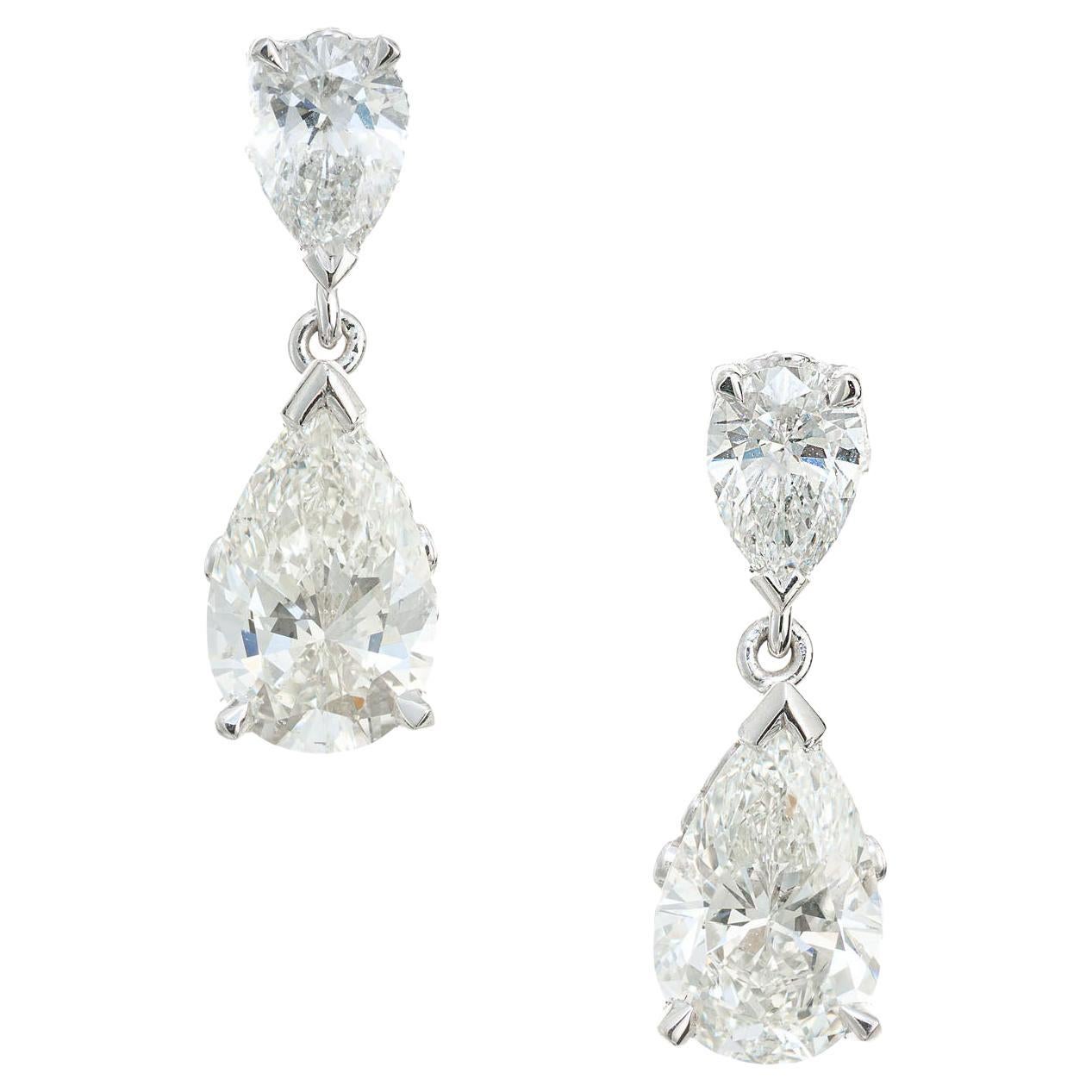 Peter Suchy GIA Certified 2.11 Carat Diamond Platinum Dangle Earrings For Sale