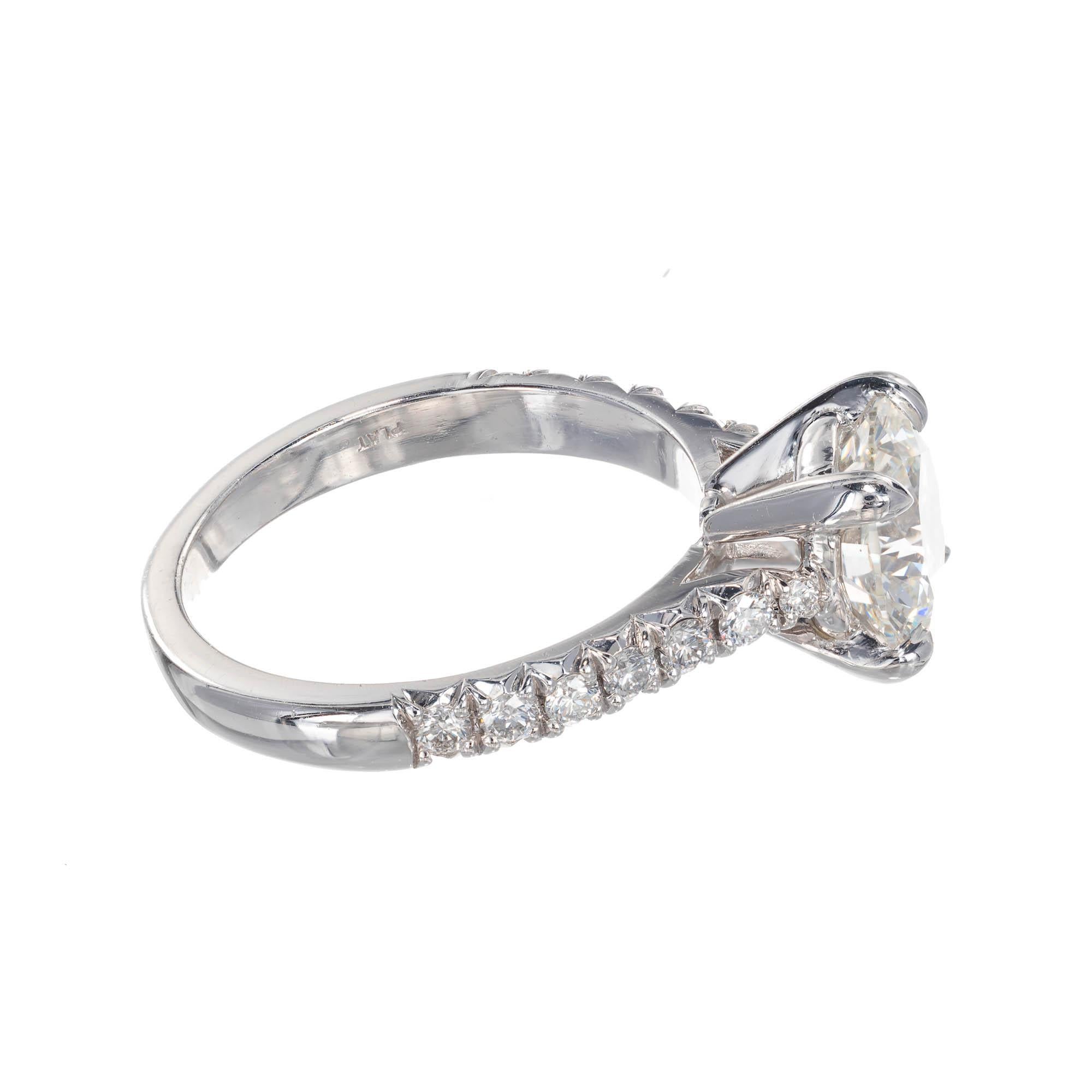 Taille ronde Bague de fiançailles en platine Peter Suchy avec diamant rond de 2,08 carats certifié par le GIA en vente