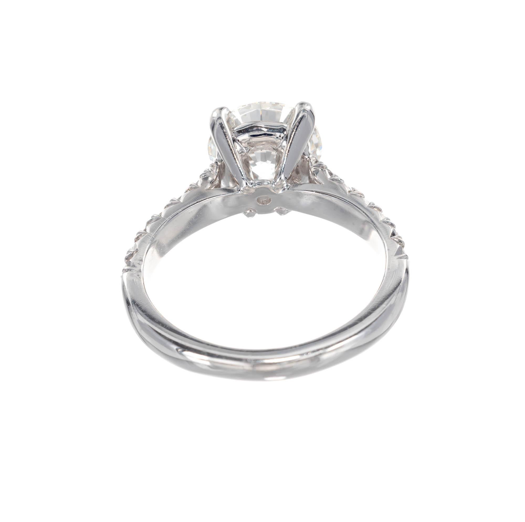 Bague de fiançailles en platine Peter Suchy avec diamant rond de 2,08 carats certifié par le GIA Pour femmes en vente