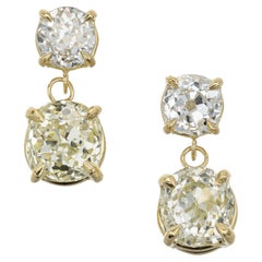 Pendants d'oreilles Peter Suchy en or jaune avec diamants de 2,14 carats certifiés par le GIA 