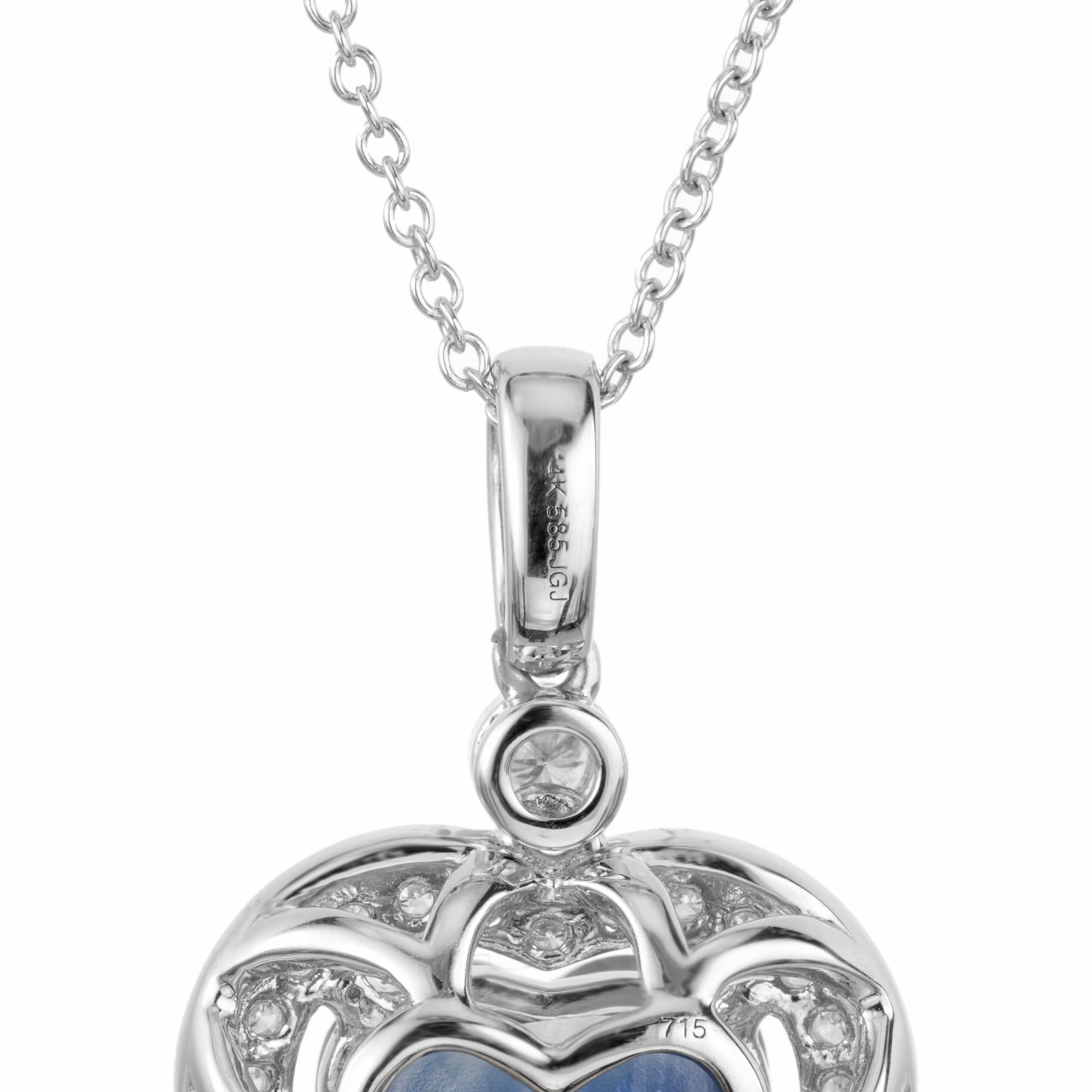 Peter Suchy GIA Certified 2.15 Carat Heart Sapphire Diamond Pendant Necklace For Sale 2