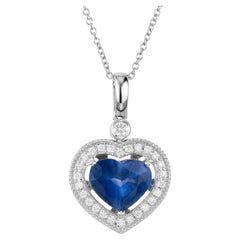 Peter Suchy GIA Certified 2.15 Carat Heart Sapphire Diamond Pendant Necklace