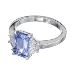 Peter Suchy GIA Certified 2.17 Carat Sapphire Diamond Platinum Engagement Ring