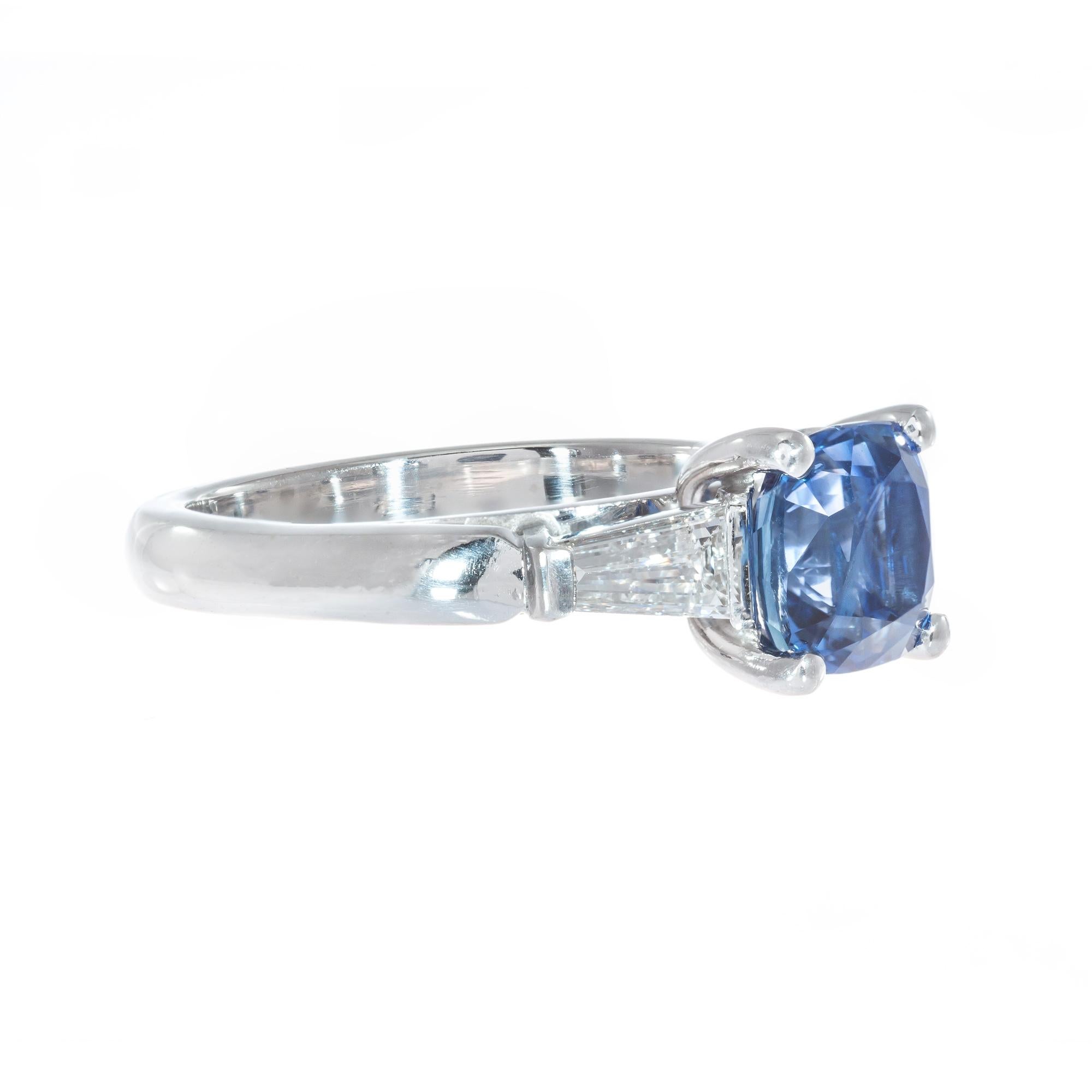 Peter Suchy GIA Certified 2.17 Carat Sapphire Diamond Platinum Engagement Ring In New Condition In Stamford, CT