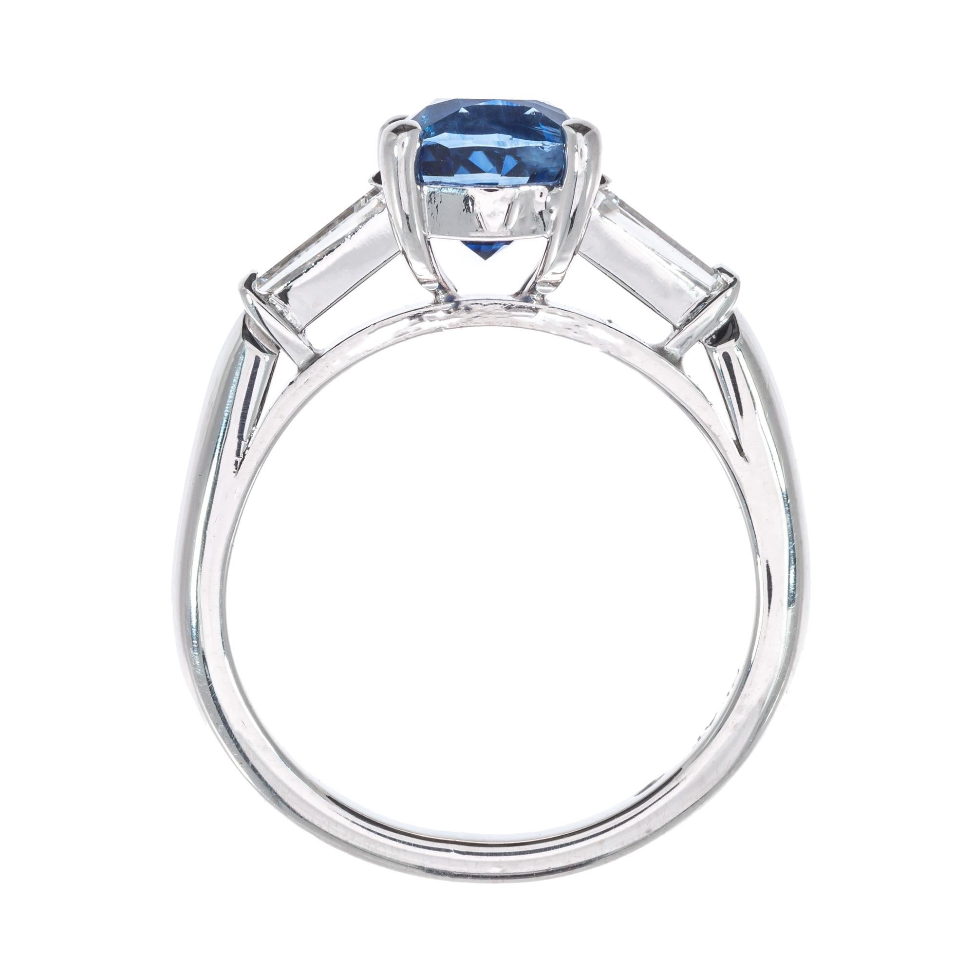 Peter Suchy GIA Certified 2.17 Carat Sapphire Diamond Platinum Engagement Ring 2