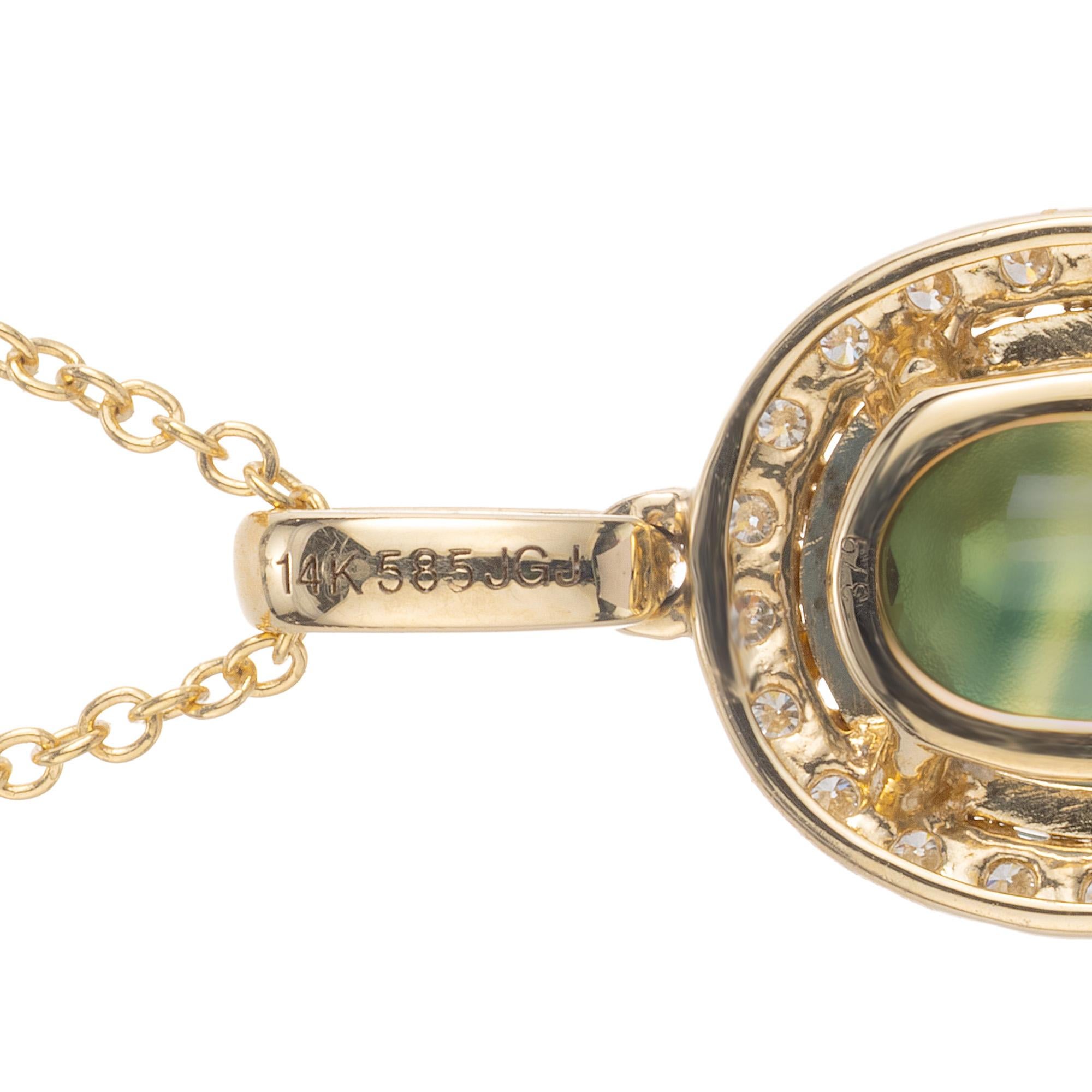 Peter Suchy GIA Certified 2.17 Carat Sapphire Diamond Yellow Gold Necklace en venta 2