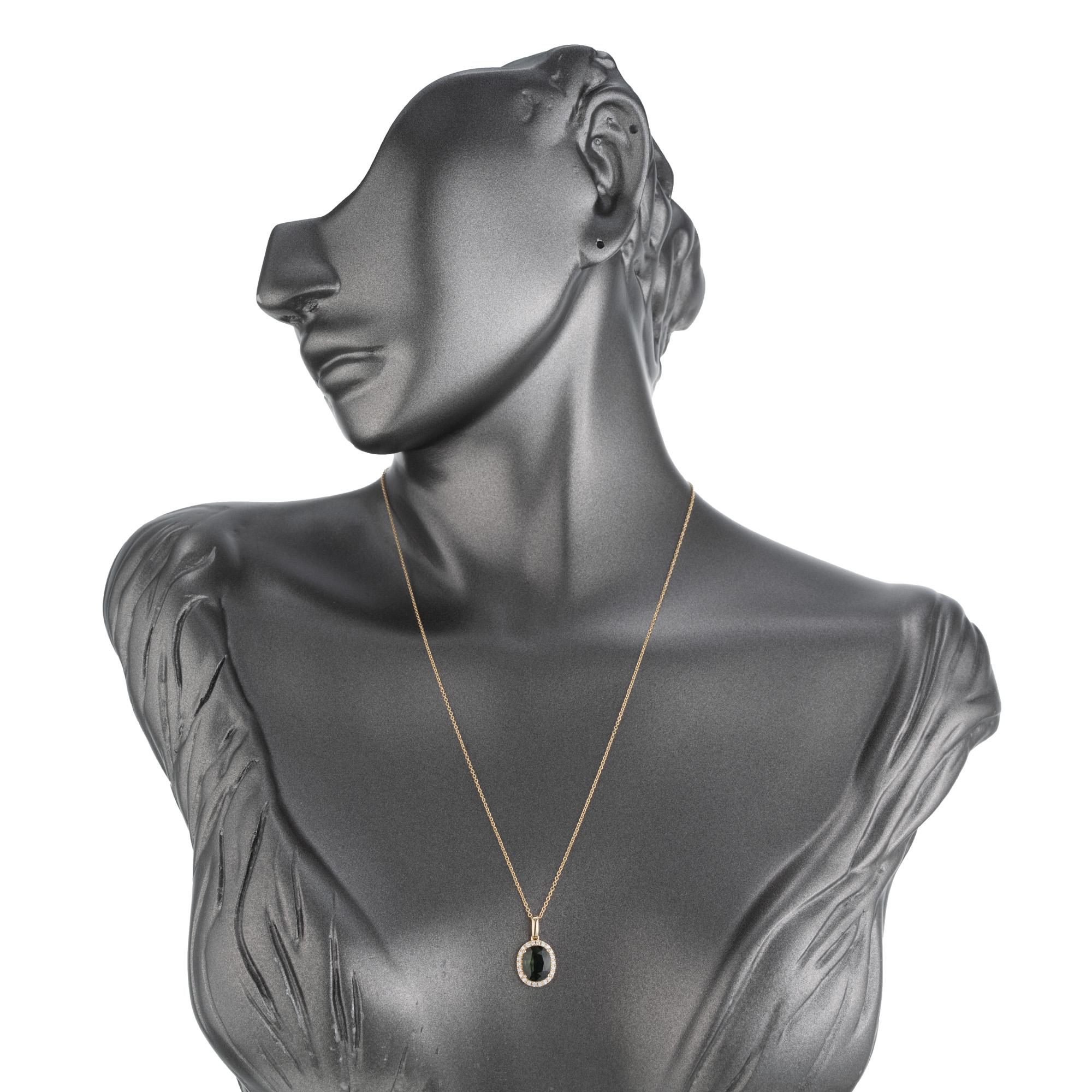 Peter Suchy GIA Certified 2.17 Carat Sapphire Diamond Yellow Gold Necklace en venta 3