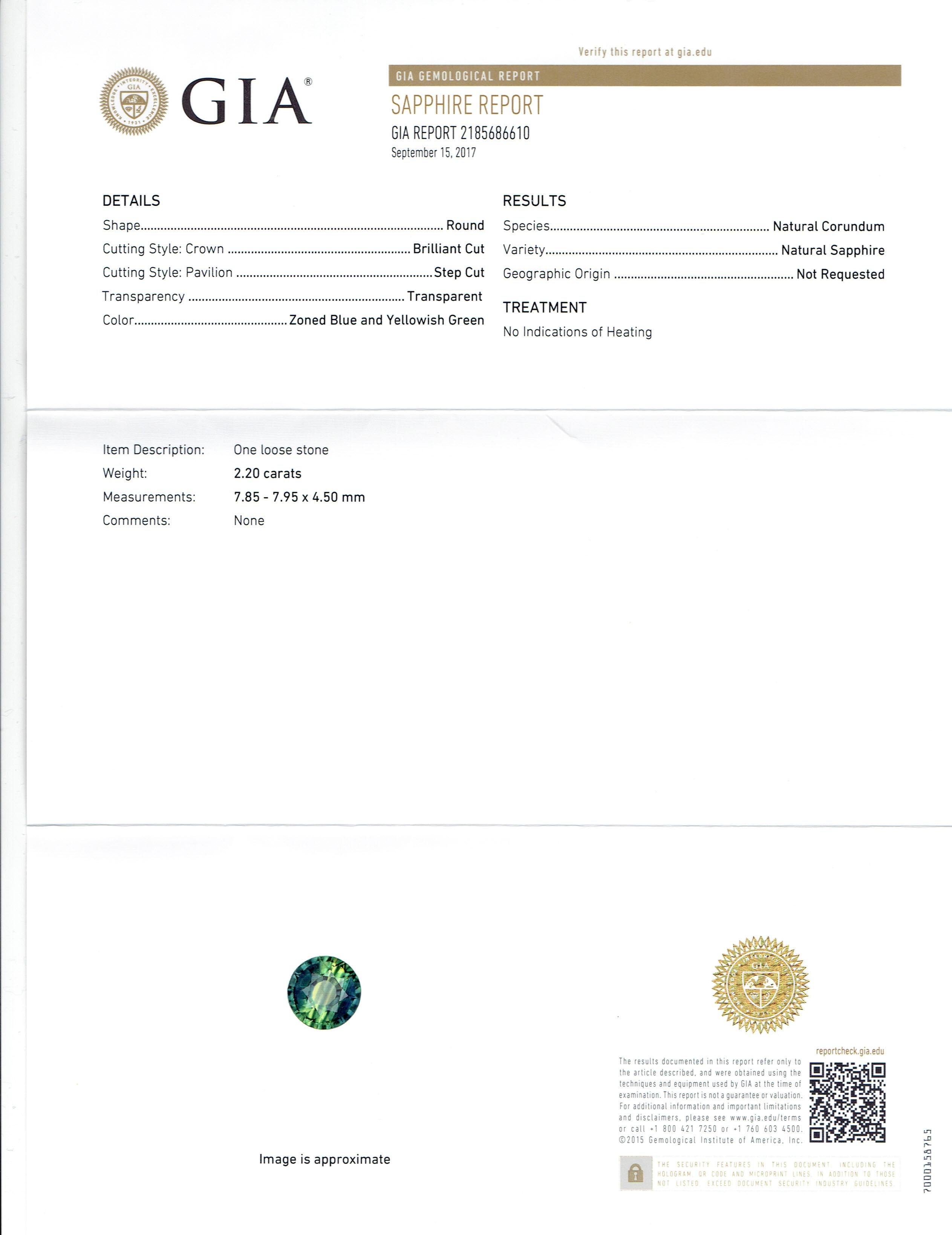 Peter Suchy GIA Certified 2.20 Carat Sapphire Diamond Platinum Engagement Ring 1