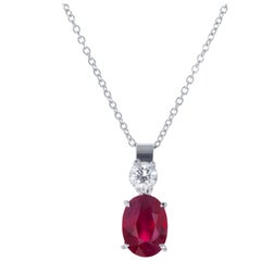 Peter Suchy GIA Certified 2.21 Carat Ruby Diamond Platinum Pendant Necklace