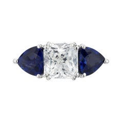 Peter Suchy GIA Certified 2.22 Sapphire Diamond Platinum Engagement Ring
