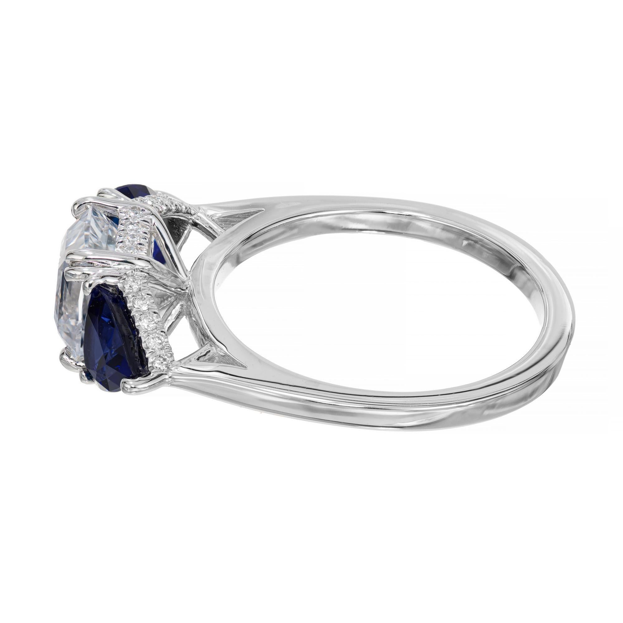 Peter Suchy GIA Certified 2.22 Sapphire Diamond Platinum Engagement Ring  In Good Condition For Sale In Stamford, CT